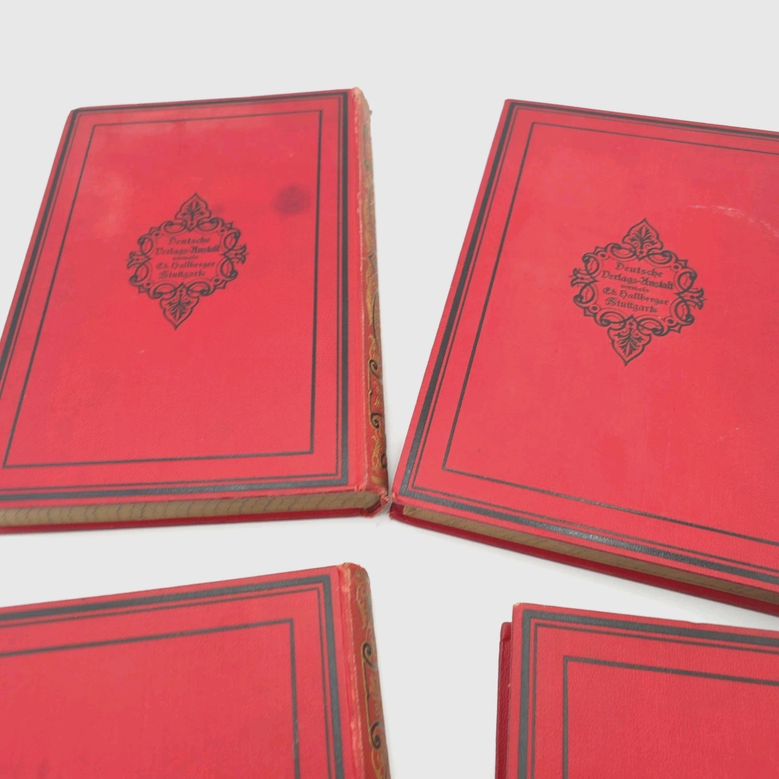 Antique Schillers Werke 4 Volume Set Stuttgart Leipzig German Decorative 1877