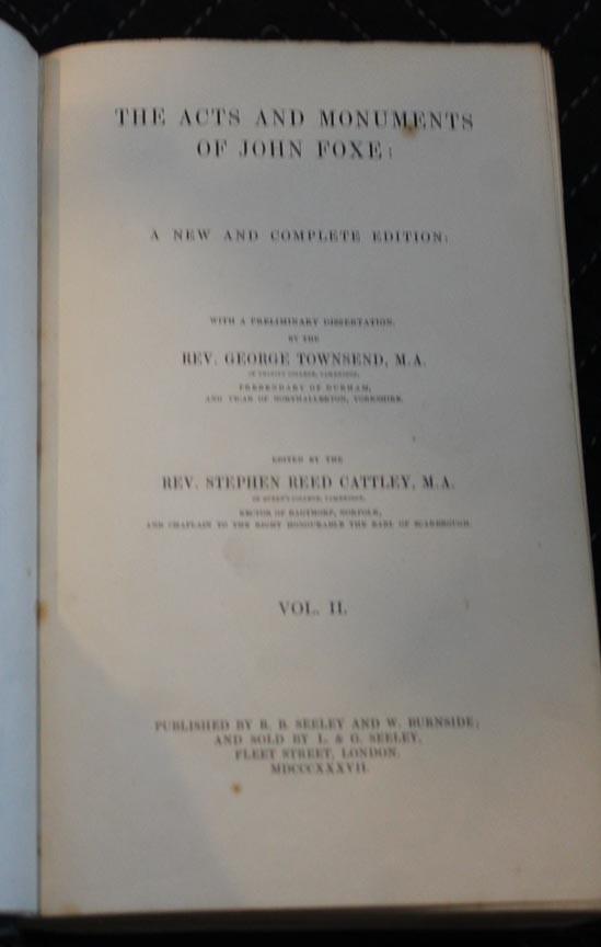 1837 John Foxe “Acts & Monuments” Volume II Egbert The Great to Arch Canterbury