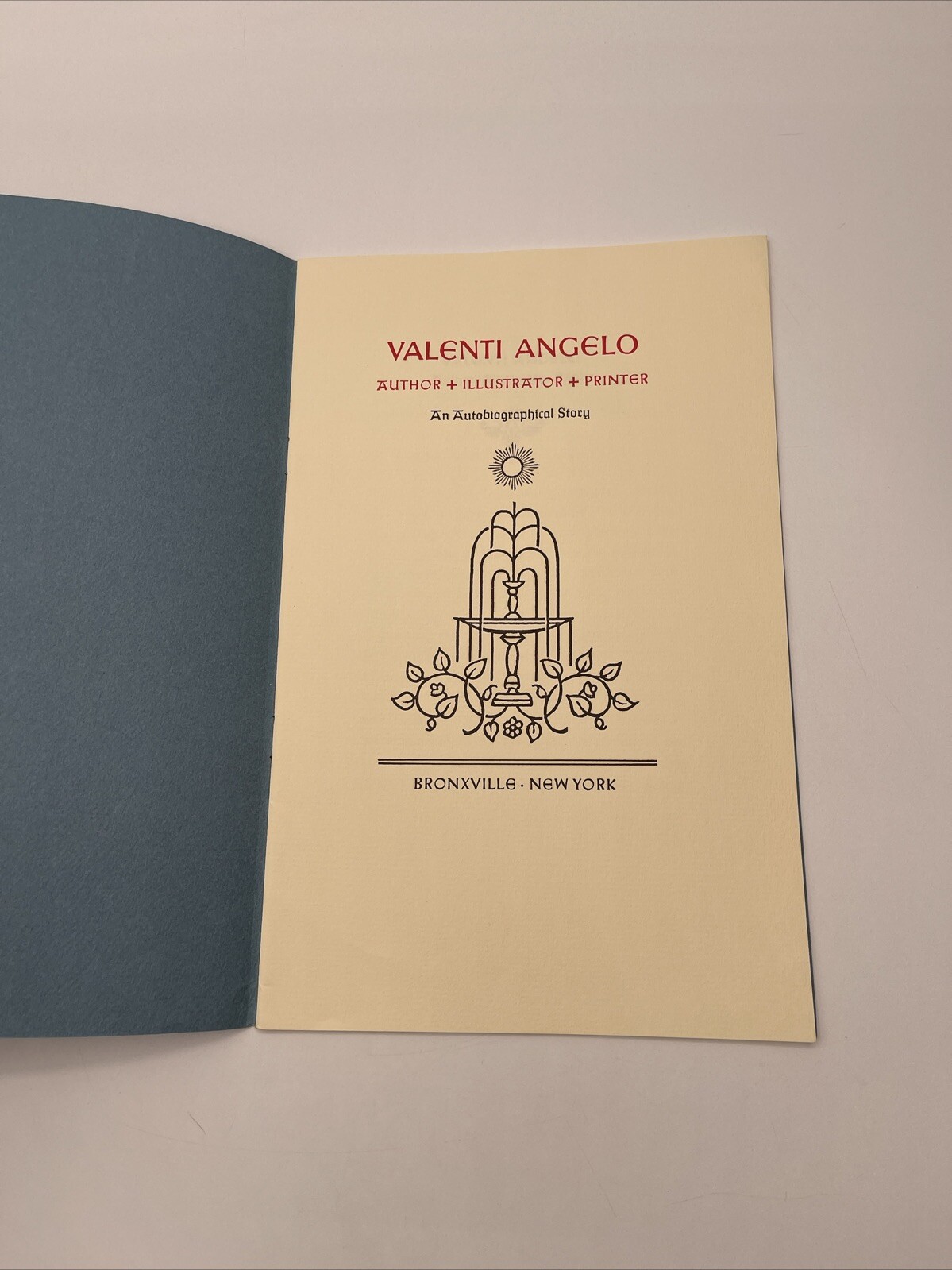 Valenti Angelo Author/Illustrator/Printer An Autobiography Story / 1st Ed