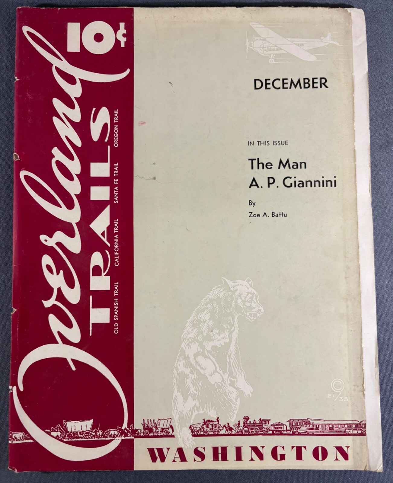 Overland Trails December 1935 Washington State Last Frontier Giannini West Coast