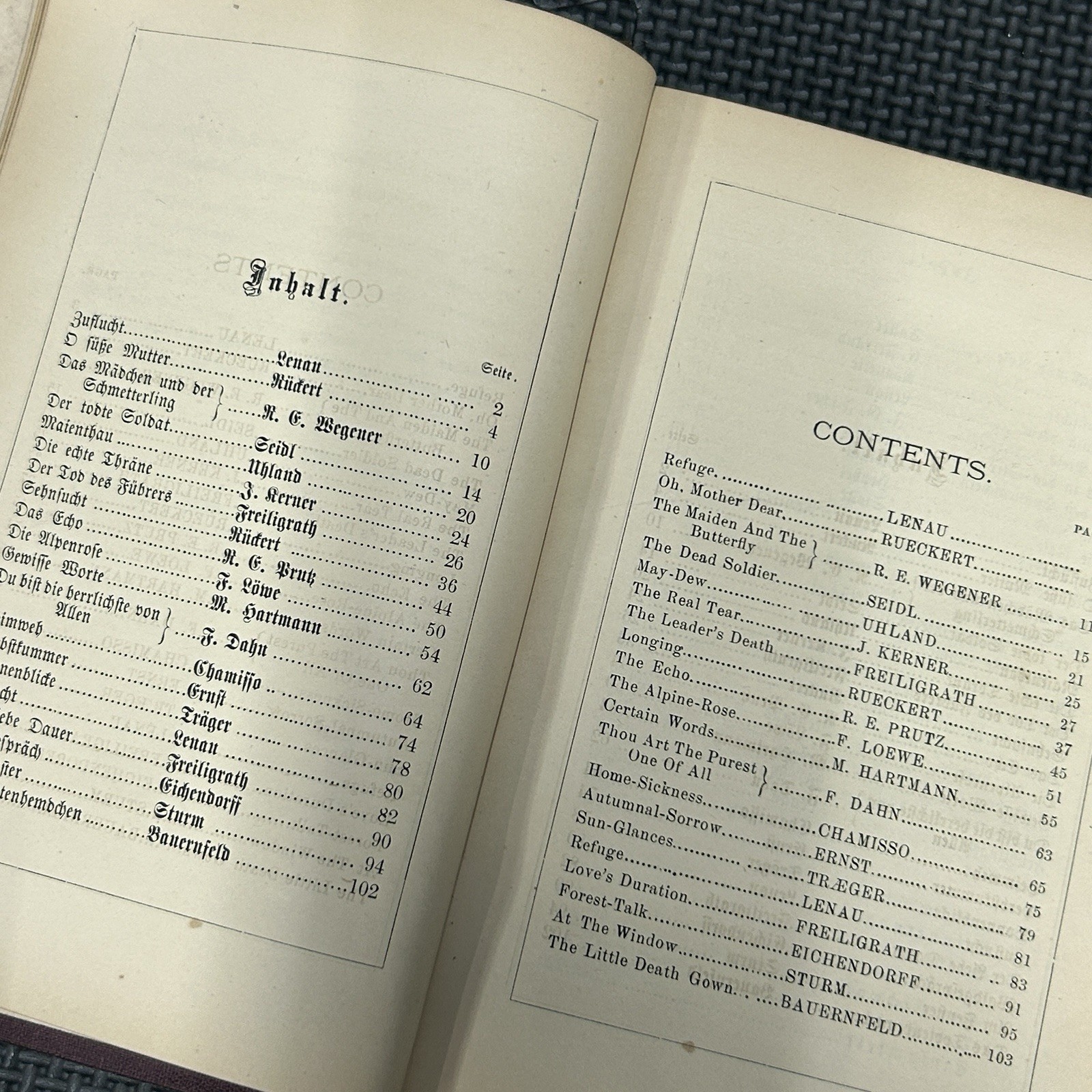 Vintage 1869 Gems of German Lyrics Book Henry D. Wireman Antique Poetry HC