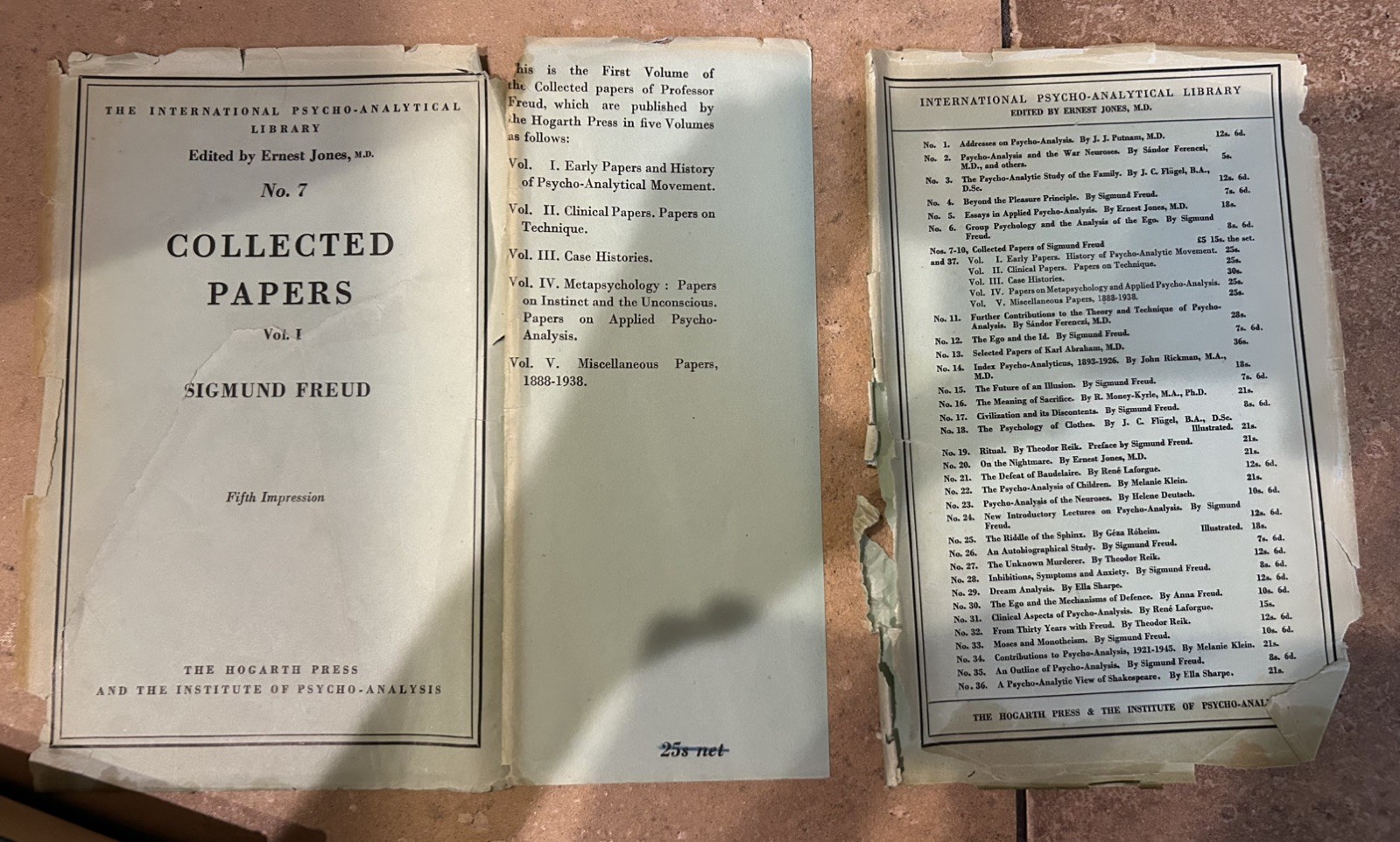THE Sigmund Freud COLLECTED PAPERS VOL. 1 5th Impression 1949 HARDCOVER WITH DJ