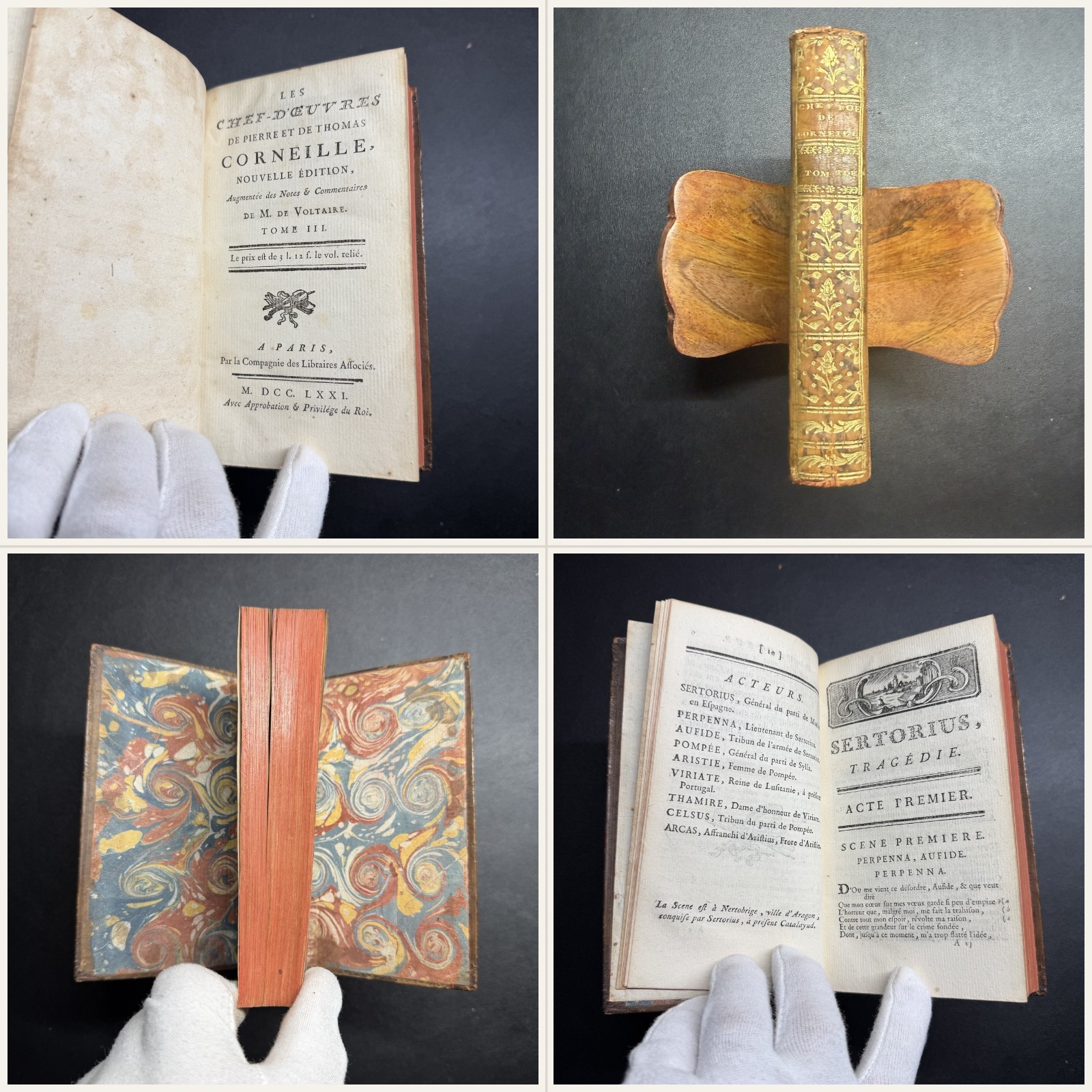 1771 Corneille & Voltaire French Theater Tome III, Leather, Very Good