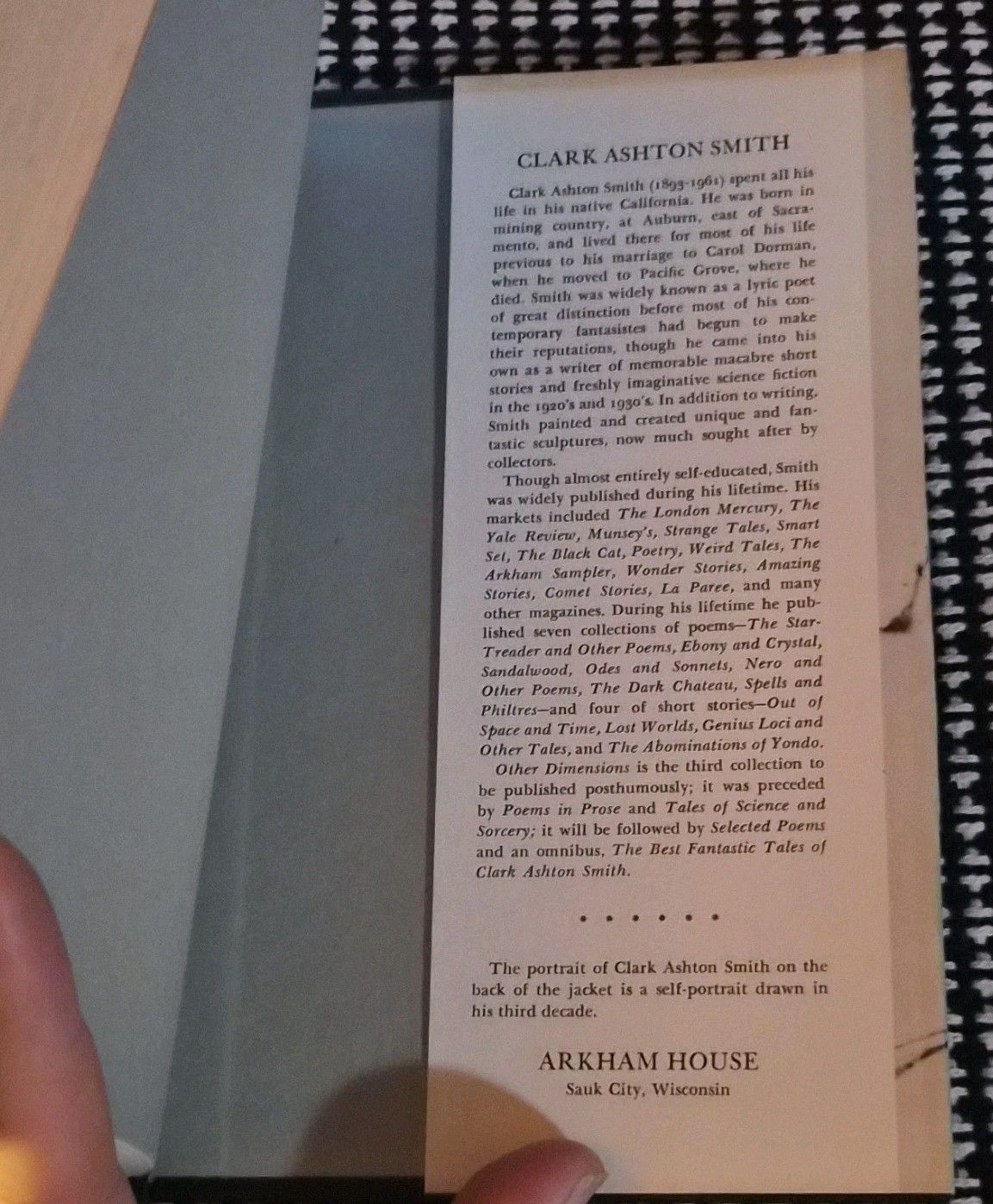 Clark Ashton Smith – Other Dimensions – Arkham House 1970 HC DJ 1st ED 1st print
