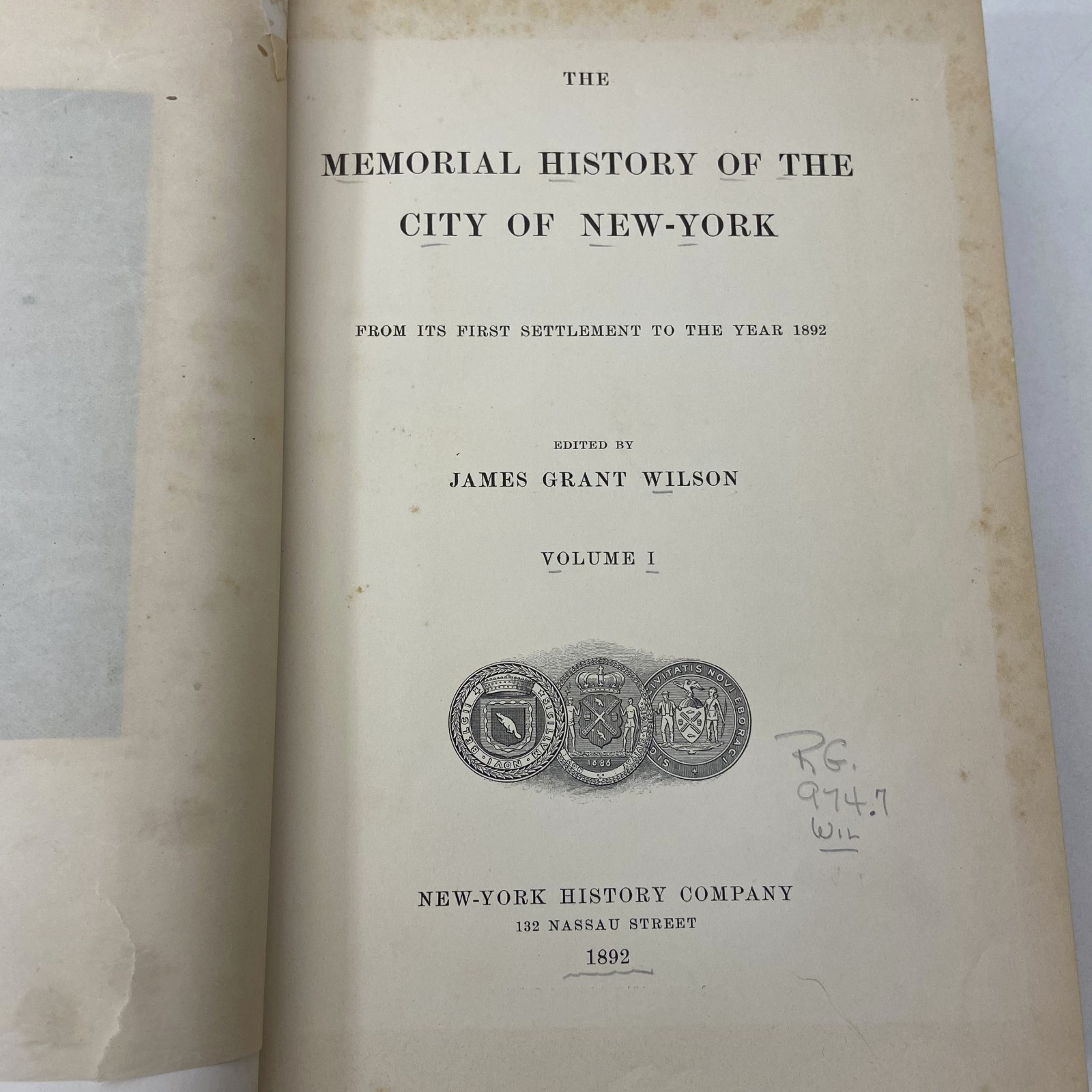 Memorial History of the City of New York 4 Volume Set James Wilson Ex-Library HC