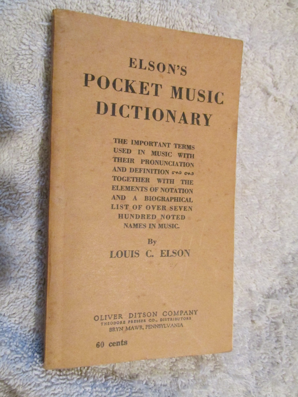 Antique / Vintage Elson’s Pocket Music Terms Dictionary 1914? Diston PB BOOK