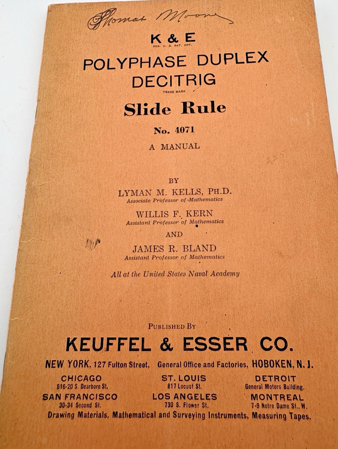 1939 POLYPHASE Duplex DECITRIG Slide Rule Manual Vintage Keuffel & Esser #4071