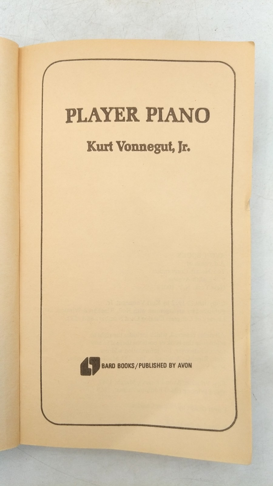 Player Piano Kurt Vonnegut, Jr. Paperback Third Printing (Bard Edition), Augu…