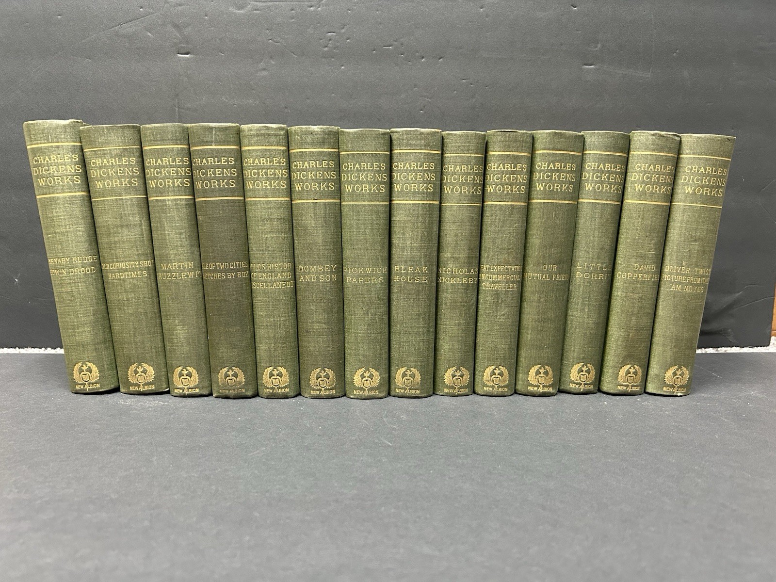 Antique 1838 New Albion W.L. ALLISON CO Charles Dickens 14 Volumes