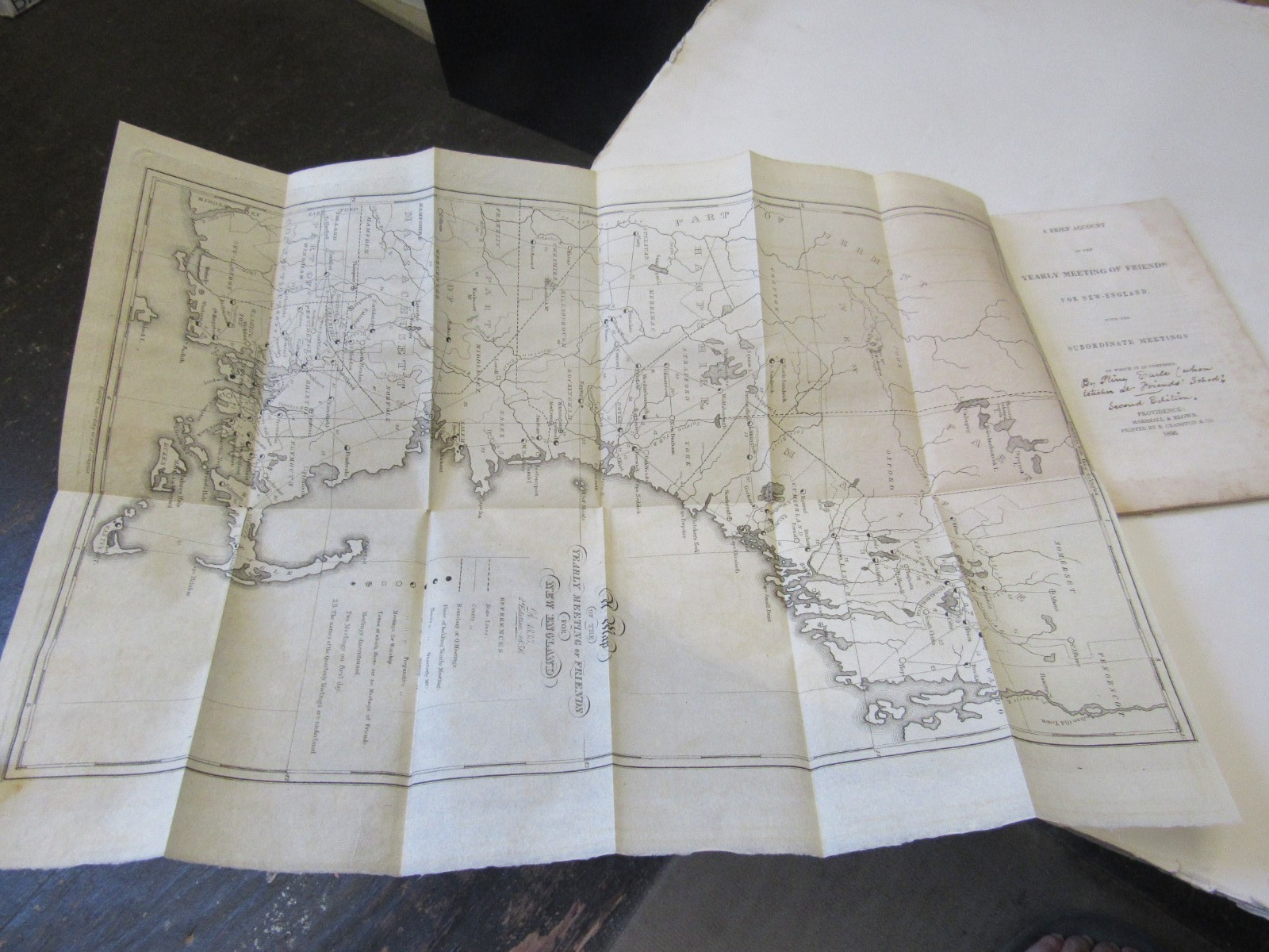 1836 Account Yearly Meeting Friends for New England w/ Fold Out Map