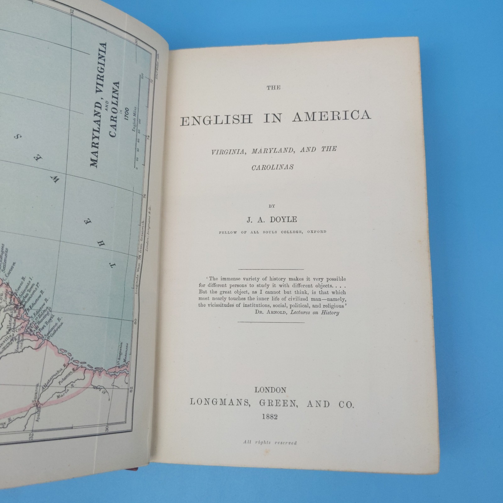 The English In America Virginia Maryland Carolinas 1882 J. A. Doyle RARE history
