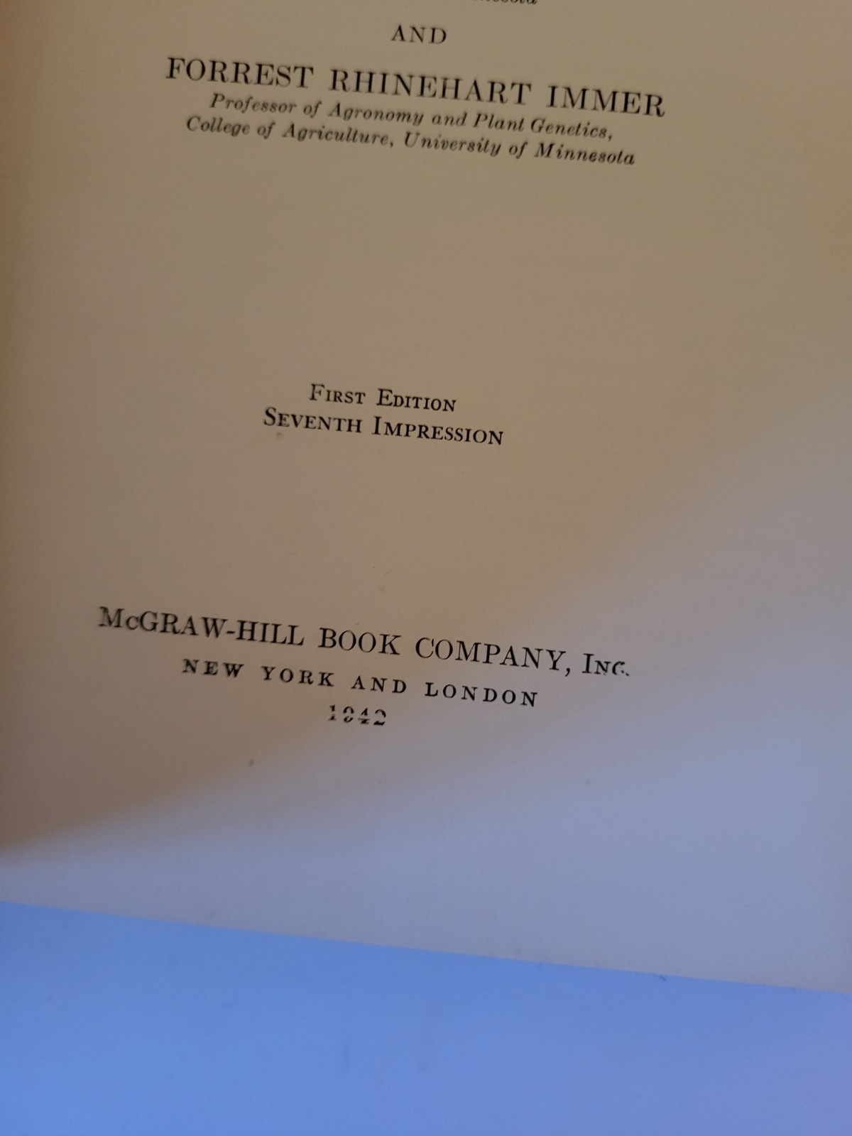 Methods of Plant Breeding by Hayes and Immer- First Edition (1942)