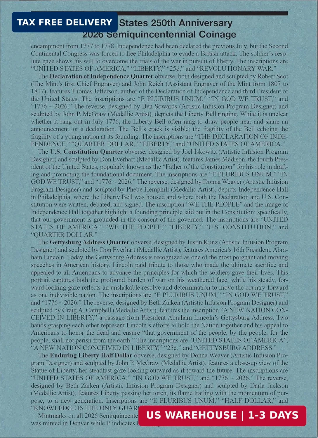 Official Whitman® Coin Folder – United States 250th Anniversary Collection: 2026