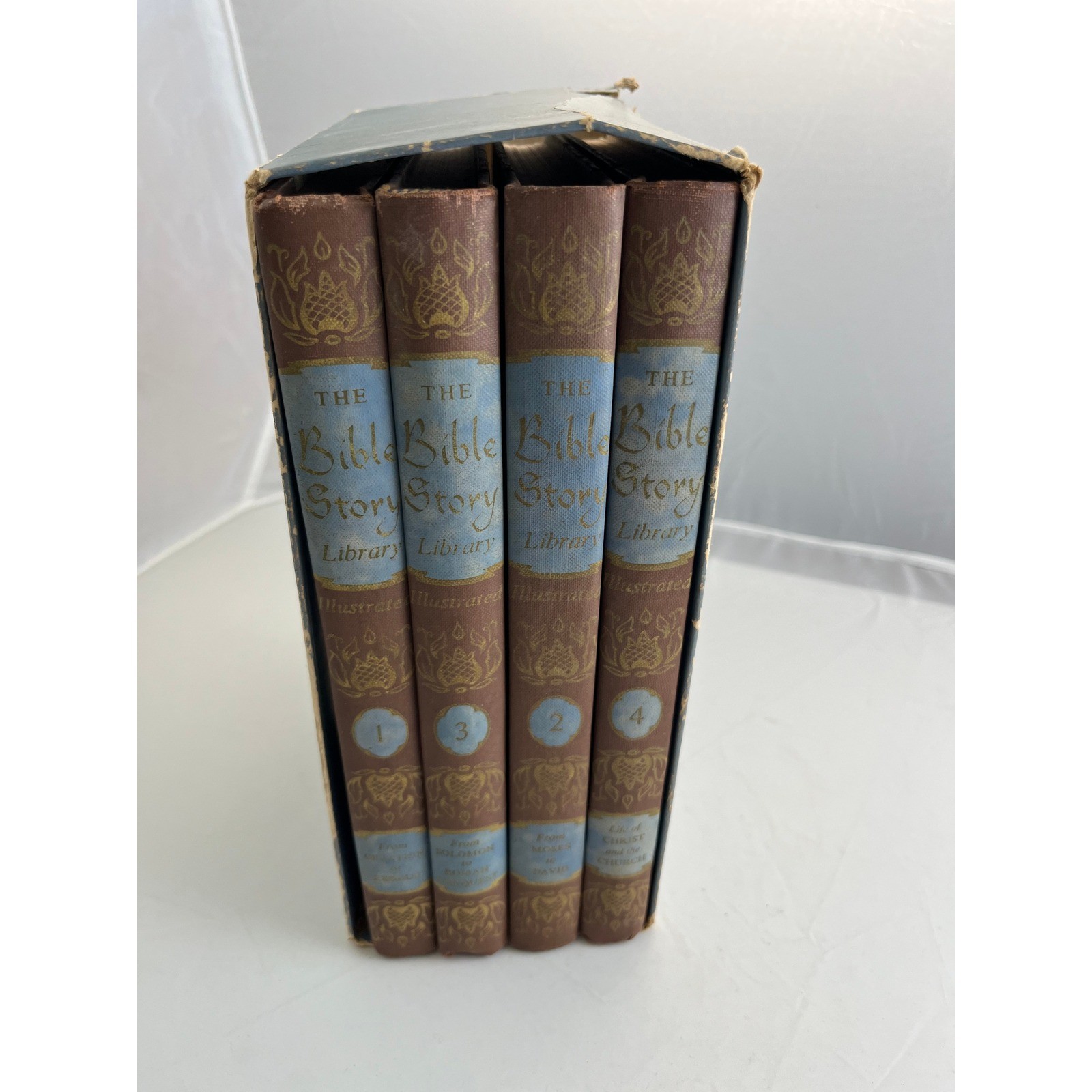 Bible Story Library 1957 HC 4 Volume Set Illustrated Educational Book Guild