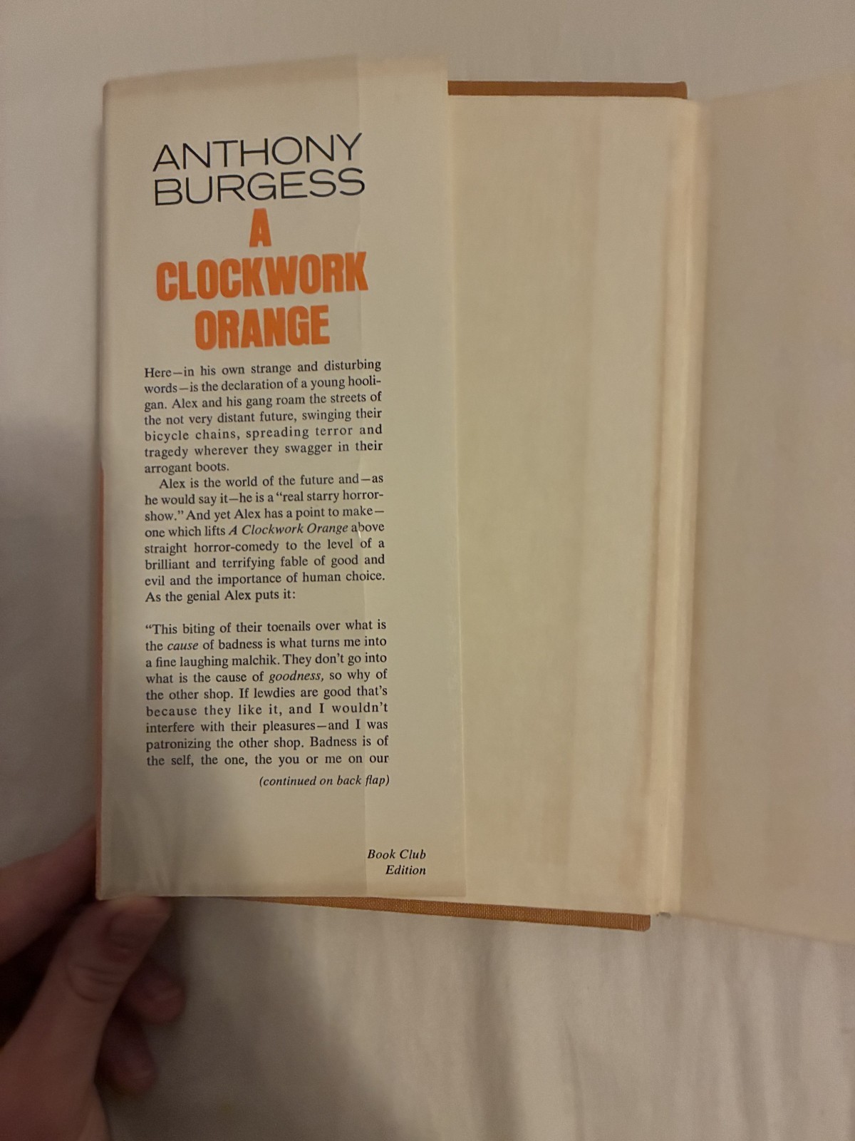 A Clockwork Orange by Anthony Burgess 1st Edition Book Club Edition 1963