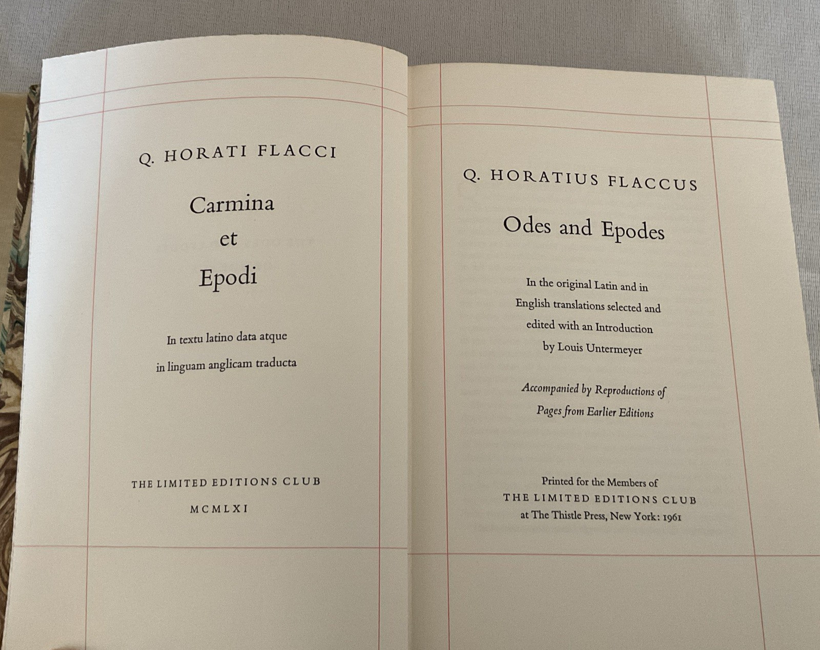 The Odes & Epodes of Horace | The Limited Editions Club | 1961 | Two Vols. Boxed