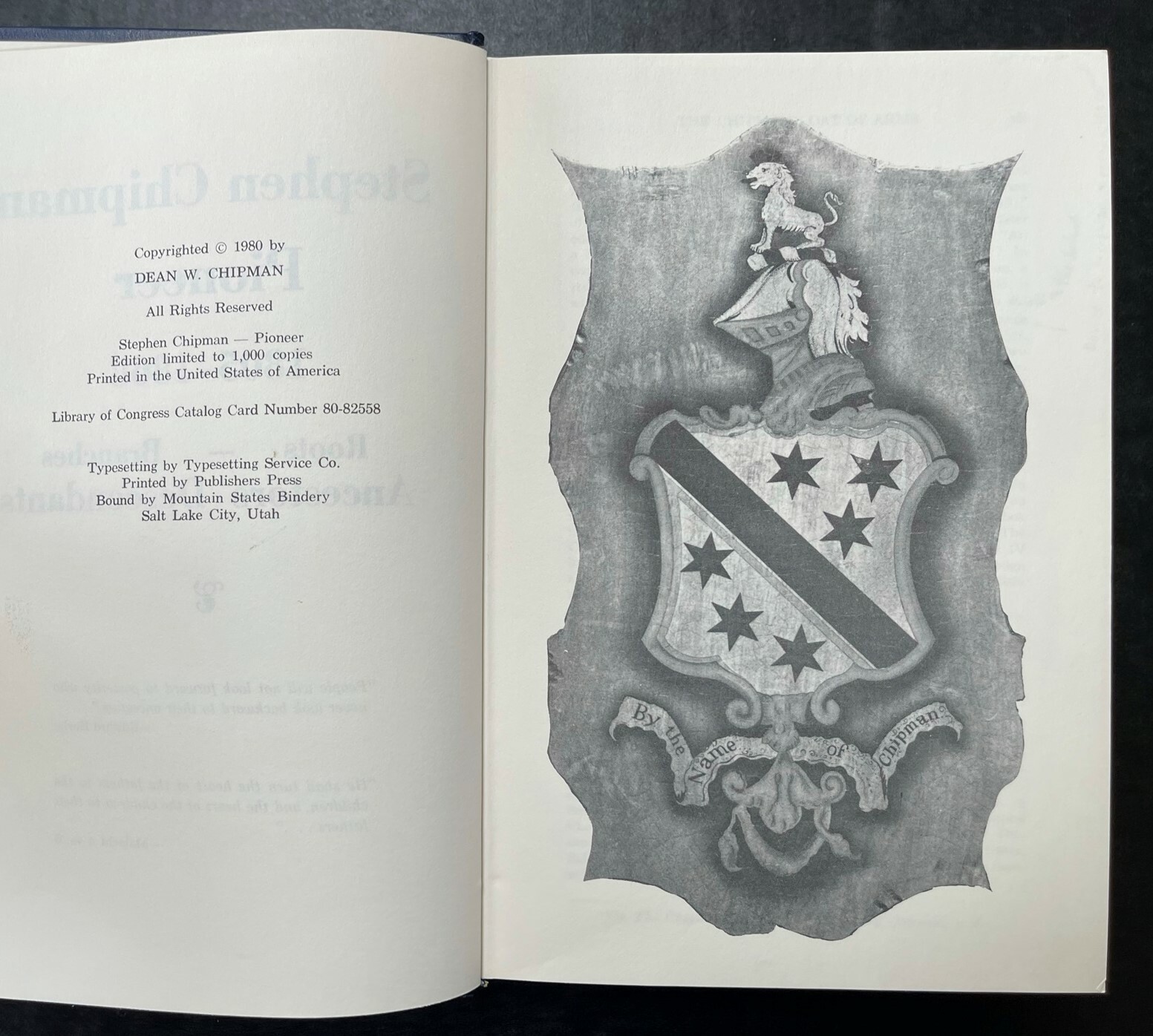 Stephen Chipman Pioneer 1805-1868 Limited Ancestors Descendants Genealogy Dean W