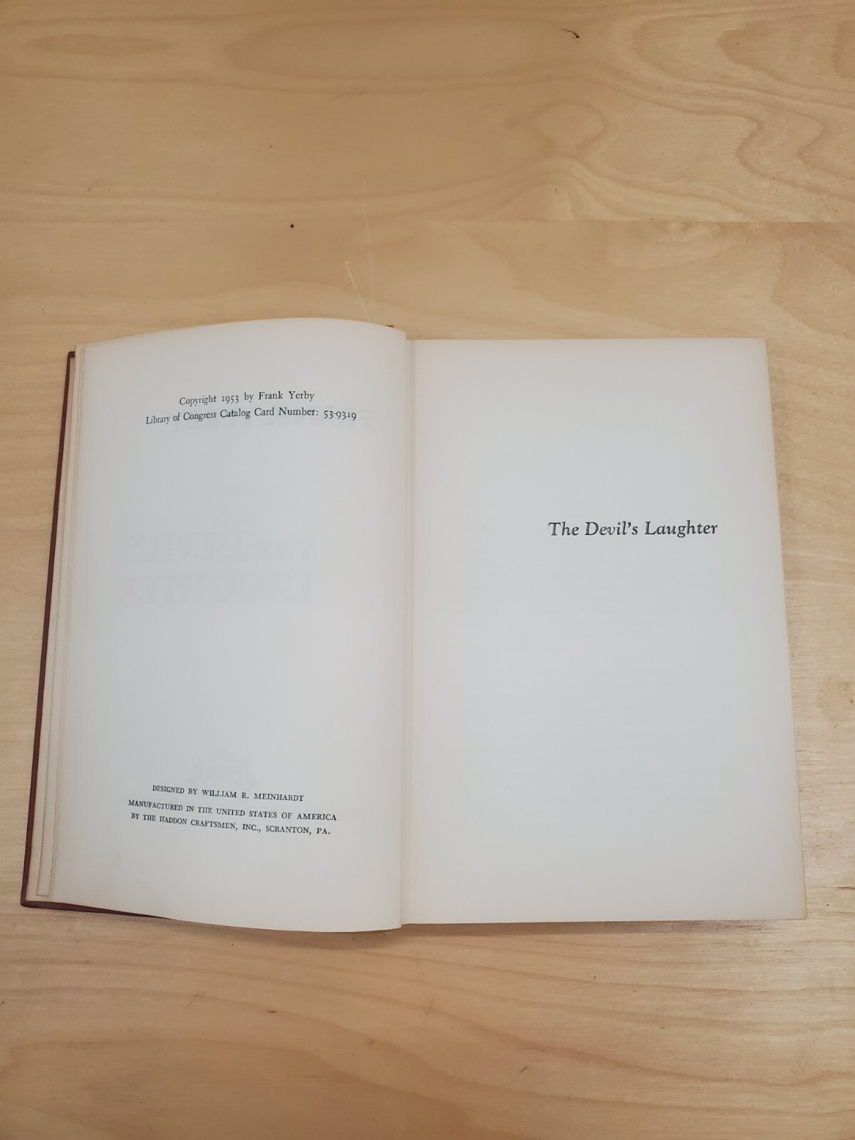 „The Devil’s Laughter“ Frank Yerby, The Dial Press New York 1953 Hardcover