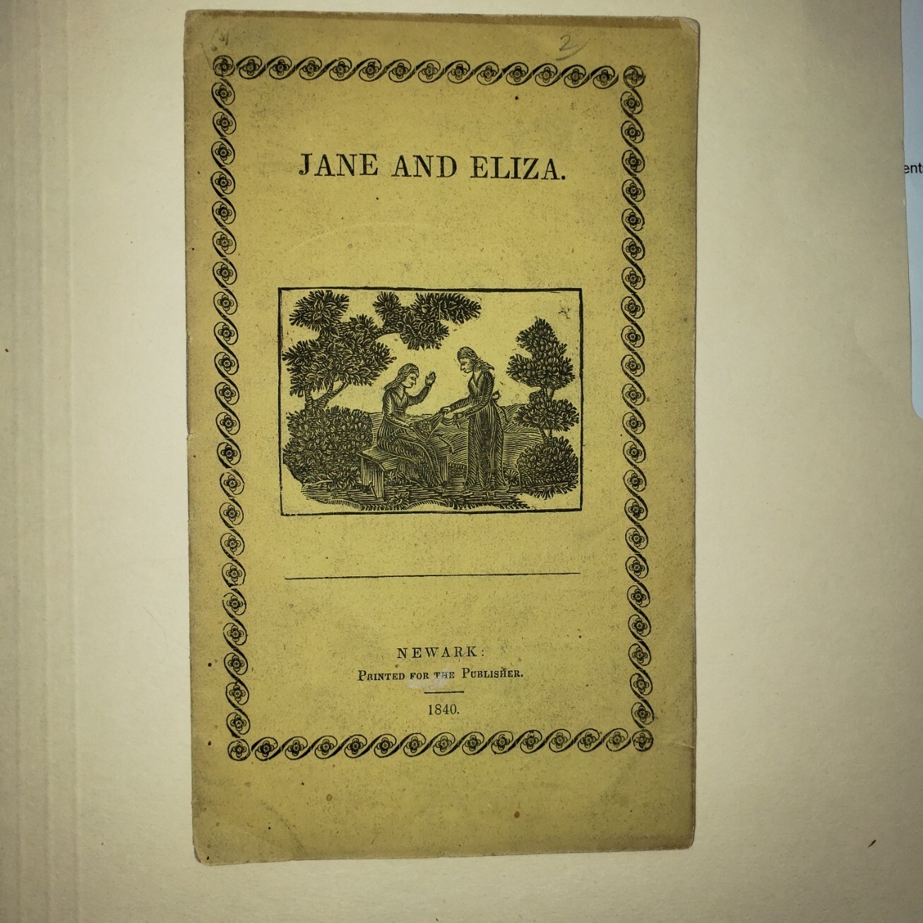 Jane and Eliza chapbook, Poetry, published 1840, very good condition