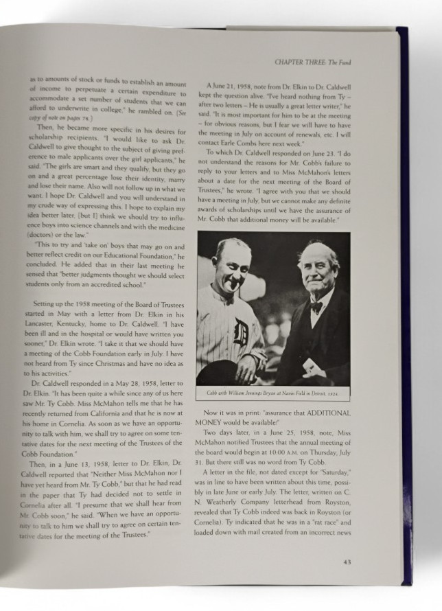 The Ty Cobb Educational Foundation, Through 50 Years – Jerry Atkins Harry Downs