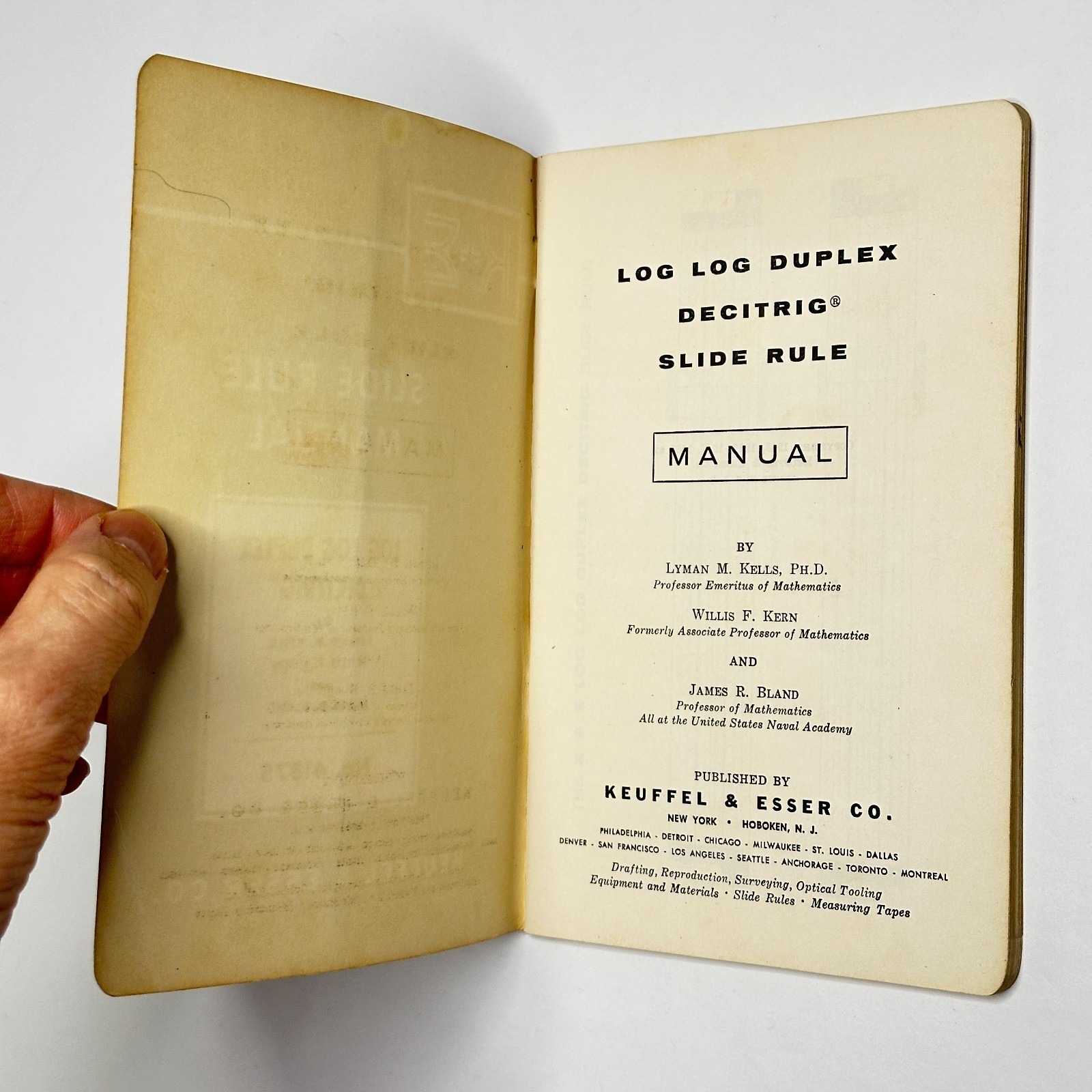 1955 „Slide Rule Manual: Log Log Duplex Decitrig“ (Keuffel & Esser Paperback)