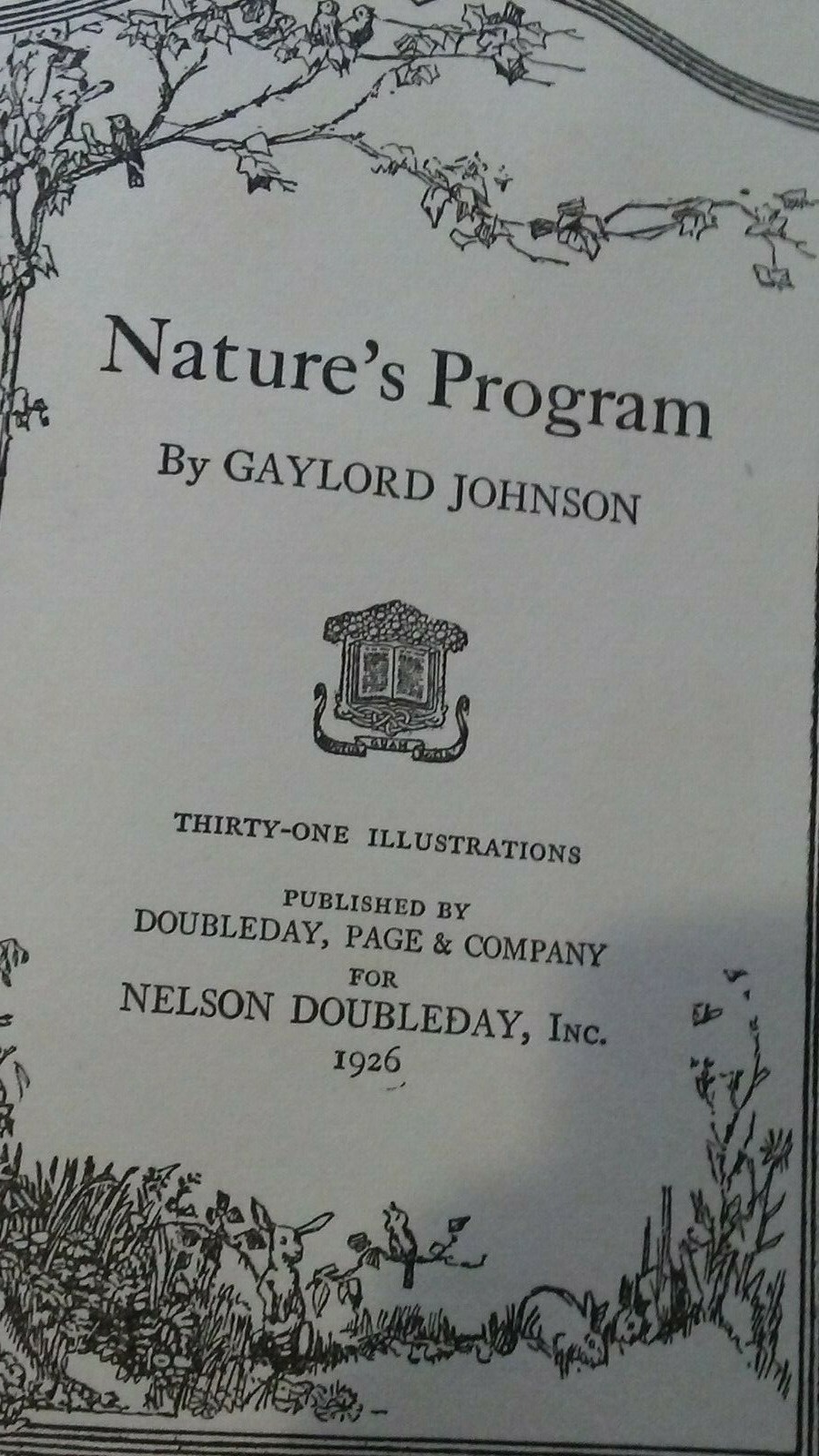 1926 Nature’s Program Book Nelson Doubleday, Inc