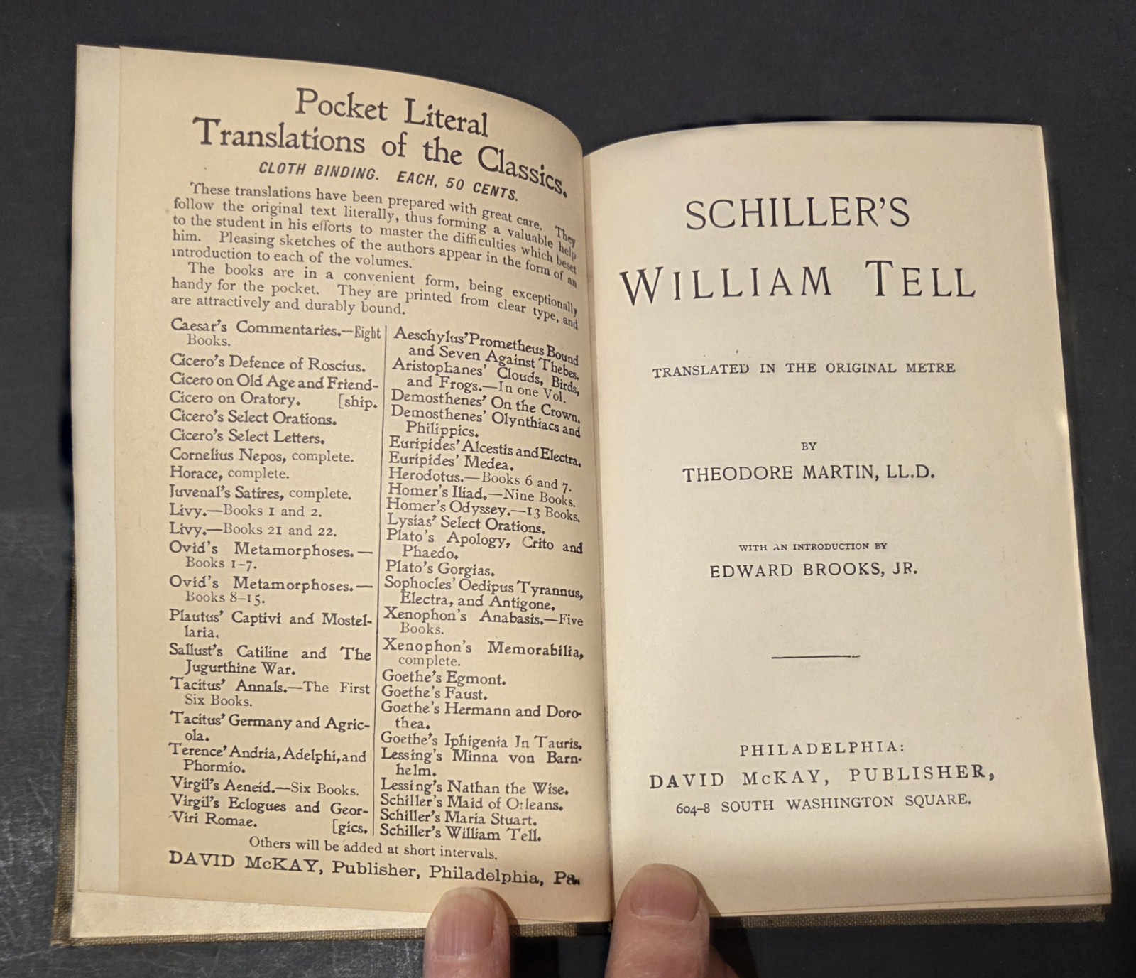 Schiller’s William Tell Translated In The Original Metre by Theodore Martin 1898