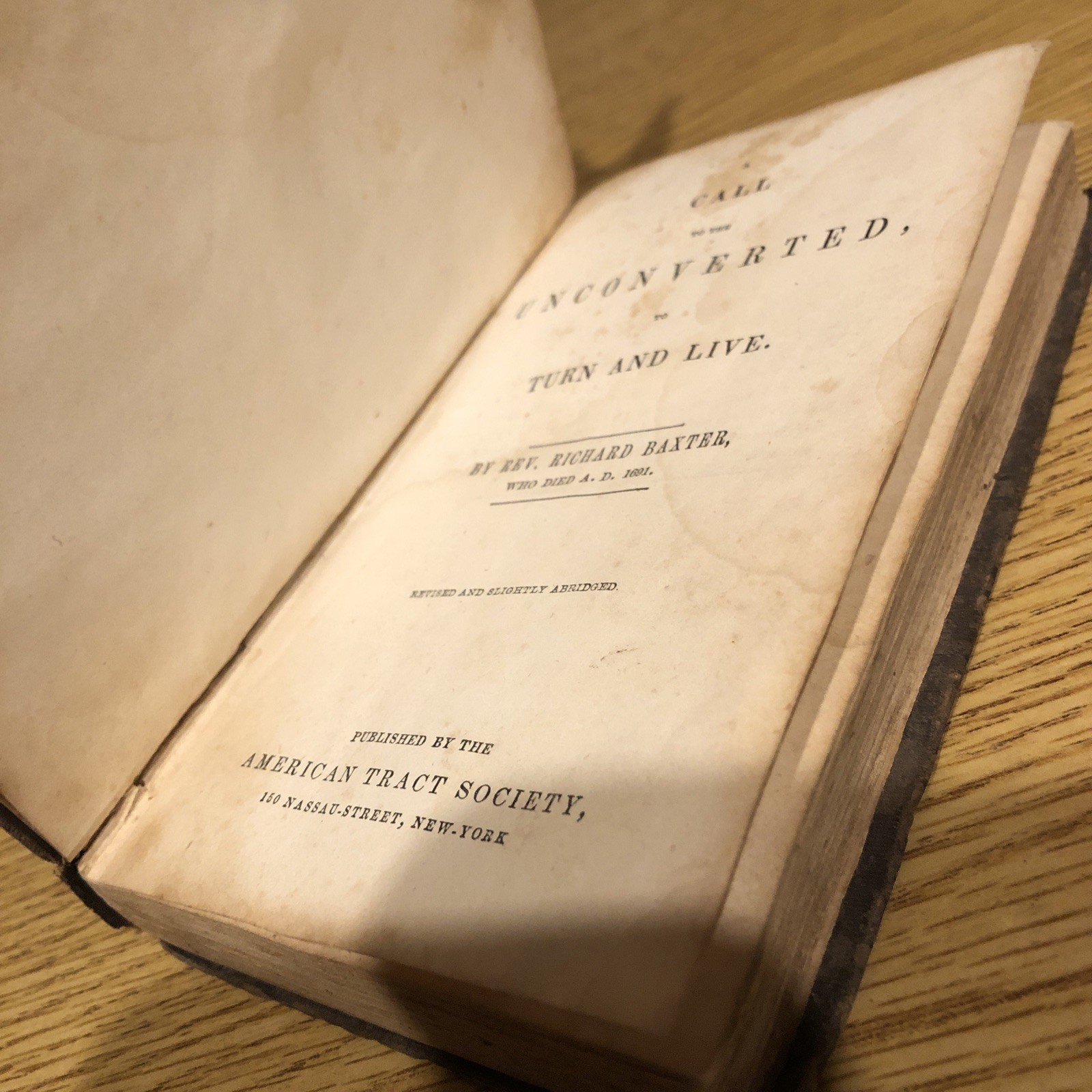 Richard Baxter A Call to the Unconverted Circa 1850 w/ Inscription 1850 Antique