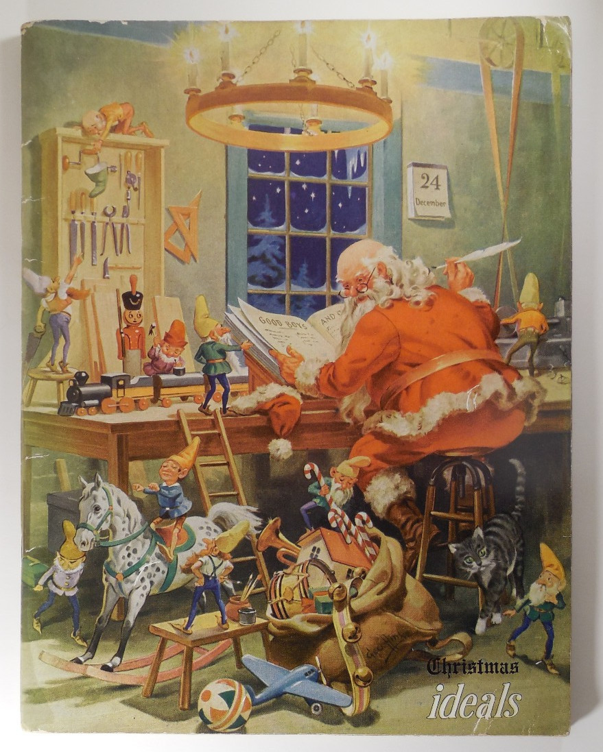 CHRISTMAS Paperback Book 1945 Illustrated George Hinke Ideals Santa Claus/Elves