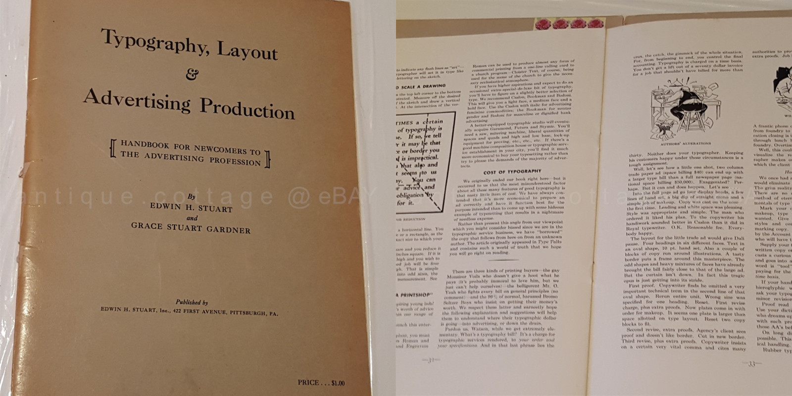 1949 vintage TYPOGRAPHY LAYOUT ADVERTISING FONT TYPESET lettering alphabet