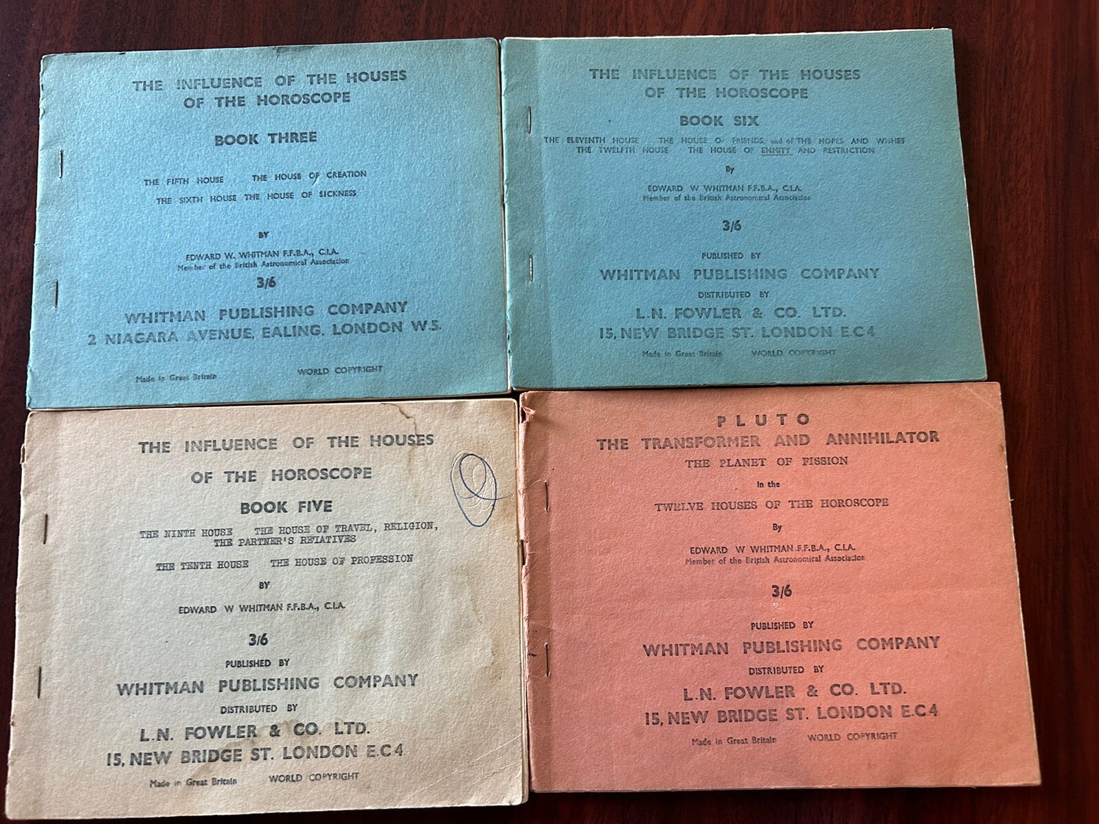 4 Vintage Astrology booklets by EDWARD W WHITMAN –