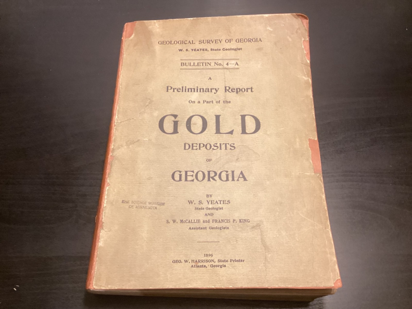 1896 A Preliminary Report On Gold Deposits Of Georgia – W.S. Yeates – Illust.