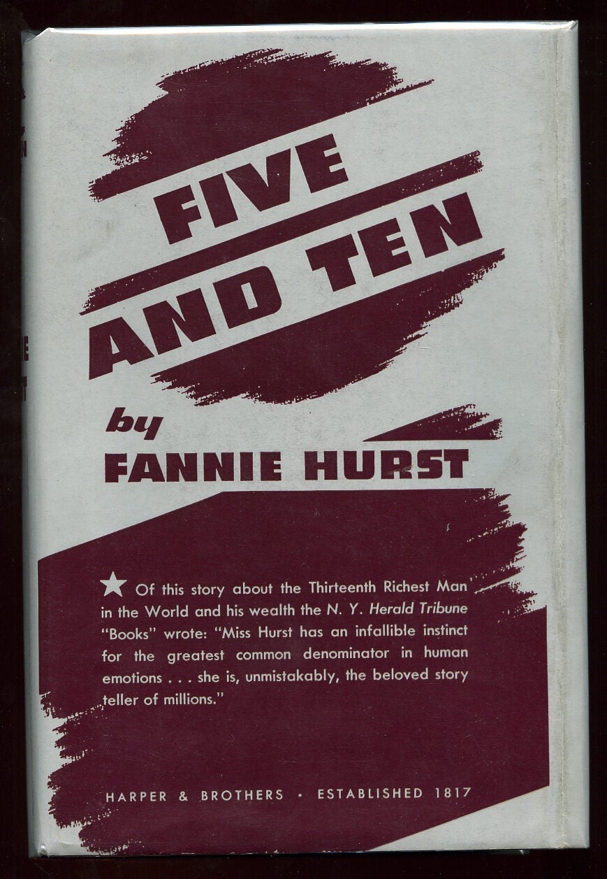 Fannie HURST / Five and Ten 1st Edition 1929