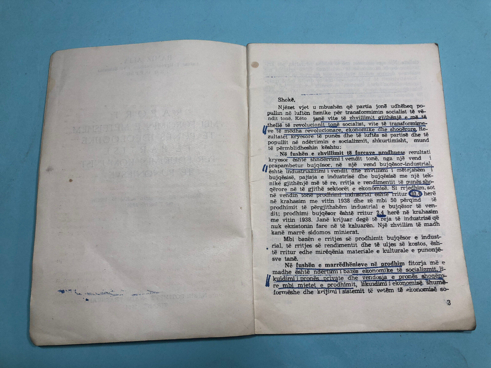 OLD ALBANIA BOOK RAMIZ ALIA-RAPORT MBI FORCIMIN PPSH-1964-COMUNISM TIME-54 PAGES