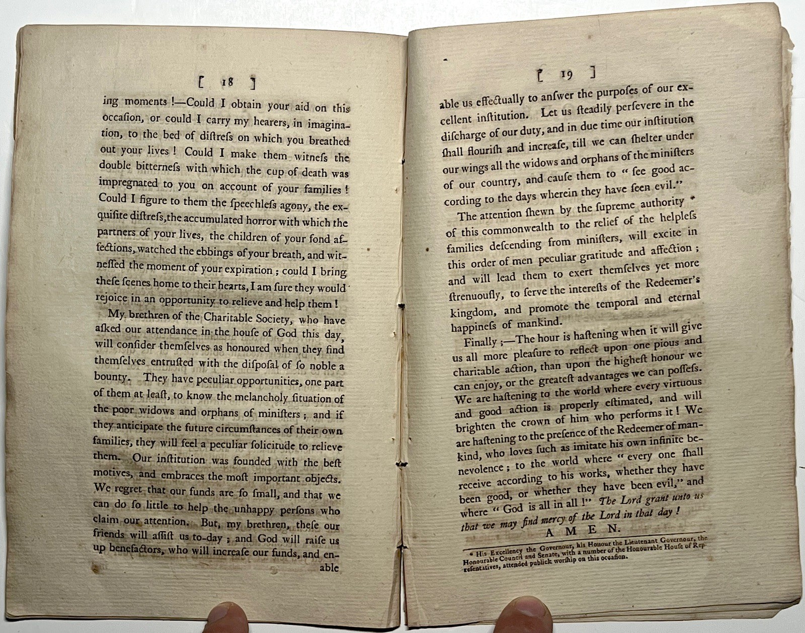 1795 SERMON MASSACHUSETTS CHARITABLE SOCIETY WIDOWS ORPHANS THACHER 1ST ED RARE!