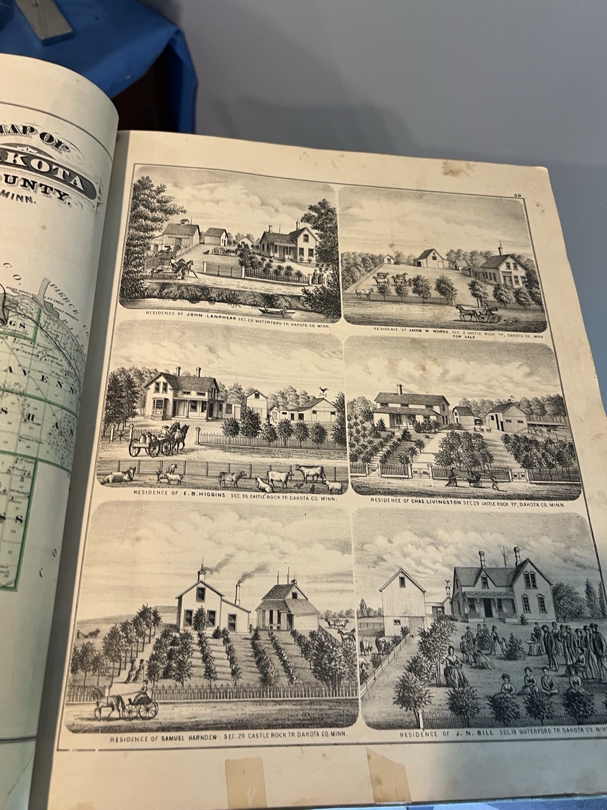 Alfred J. Hill Illustrated Historical Atlas of Minnesota Original Hardcover 1874