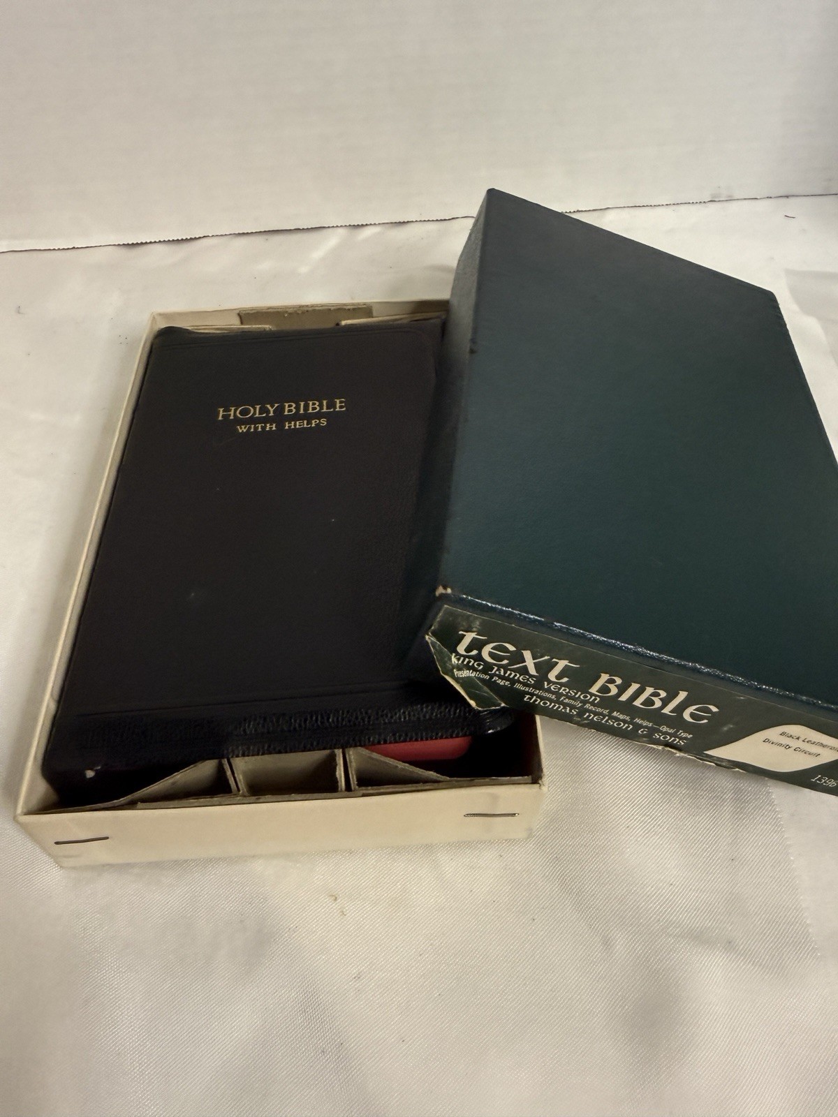 Vintage 1951 Thomas Nelson Bible Heirloom Hair Keepsake Testament Card Box KJV