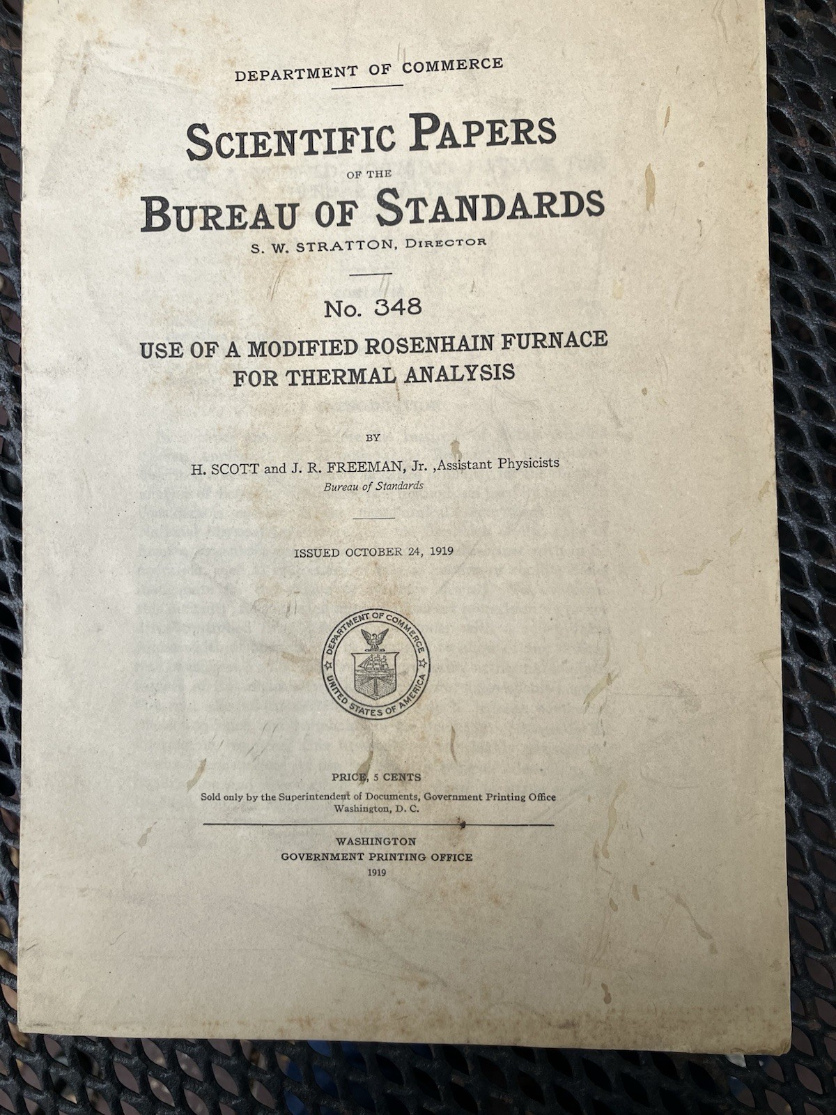 Scientific Papers Bureau Of Standards Issue 348, 1919, Dept Of Commerce