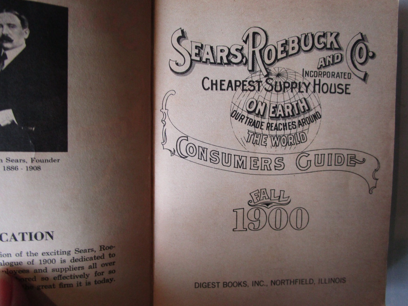 Fall 1900 Sears Roebuck and Co Consumers Guide Book Vintage 1970