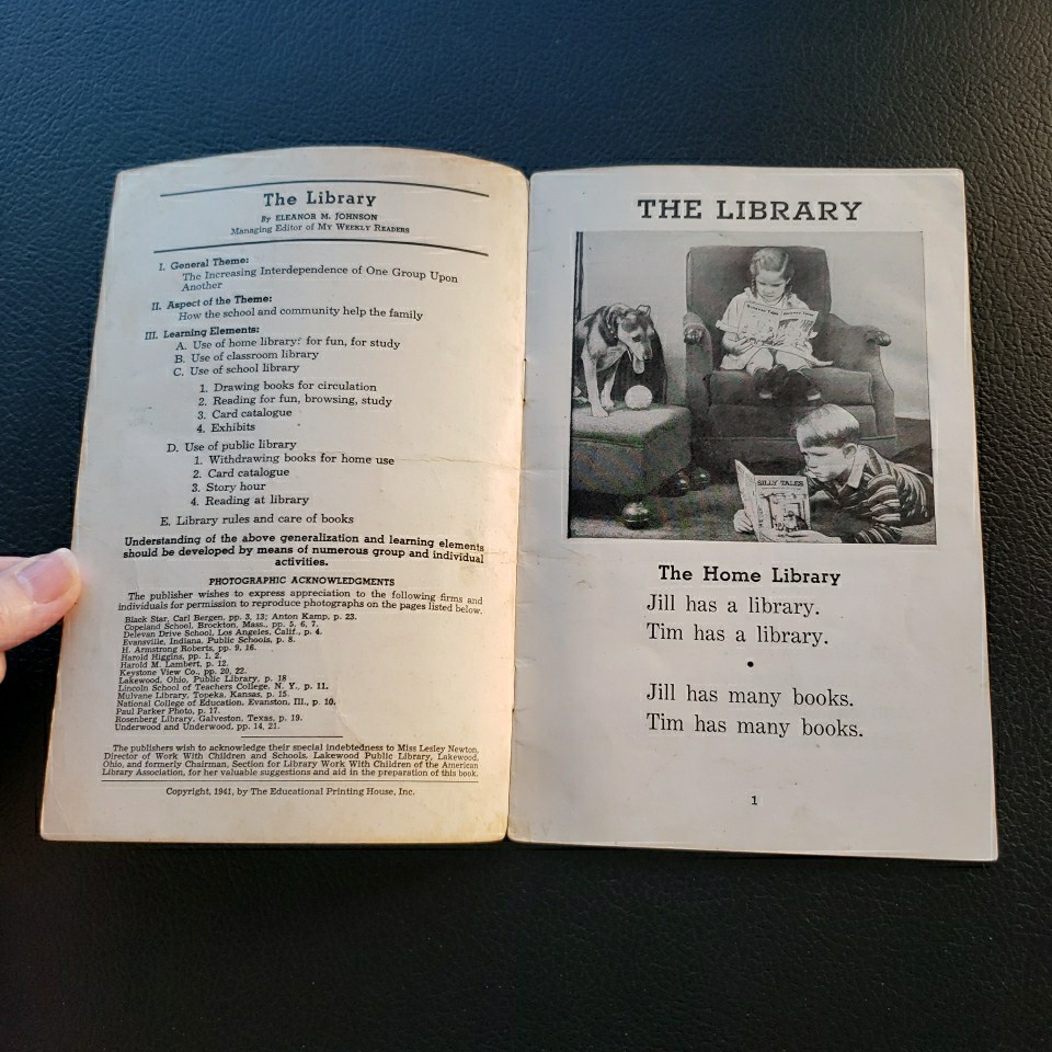 Library Eleanor Johnston Unit Study Book No. 110, 1939 Educational Book