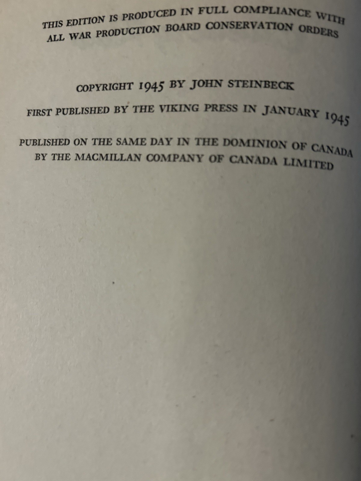 Cannery Row John Steinbeck 1945 First Edition Viking Press Hardcover HC Book