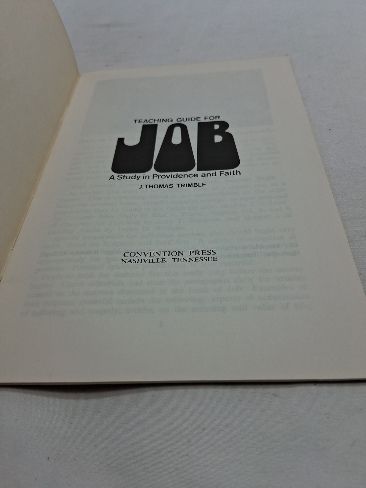 Teaching Guide for Job – 1971 Stapled Softcover by J. Thomas Trimble