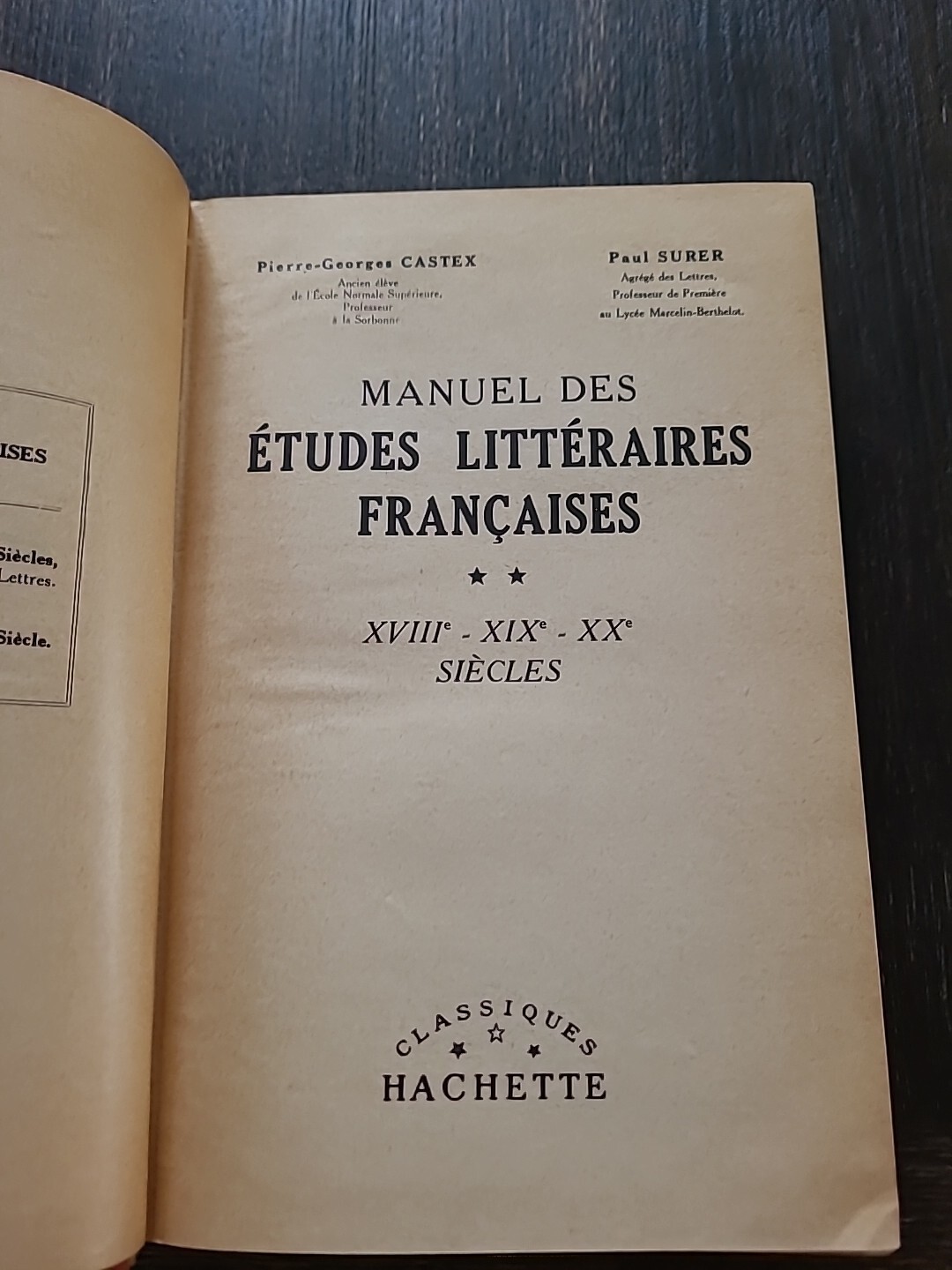 Manuel Des Etudes Litteraires Francaises Moyen Age XVI- XVII Siecles 1954 HC