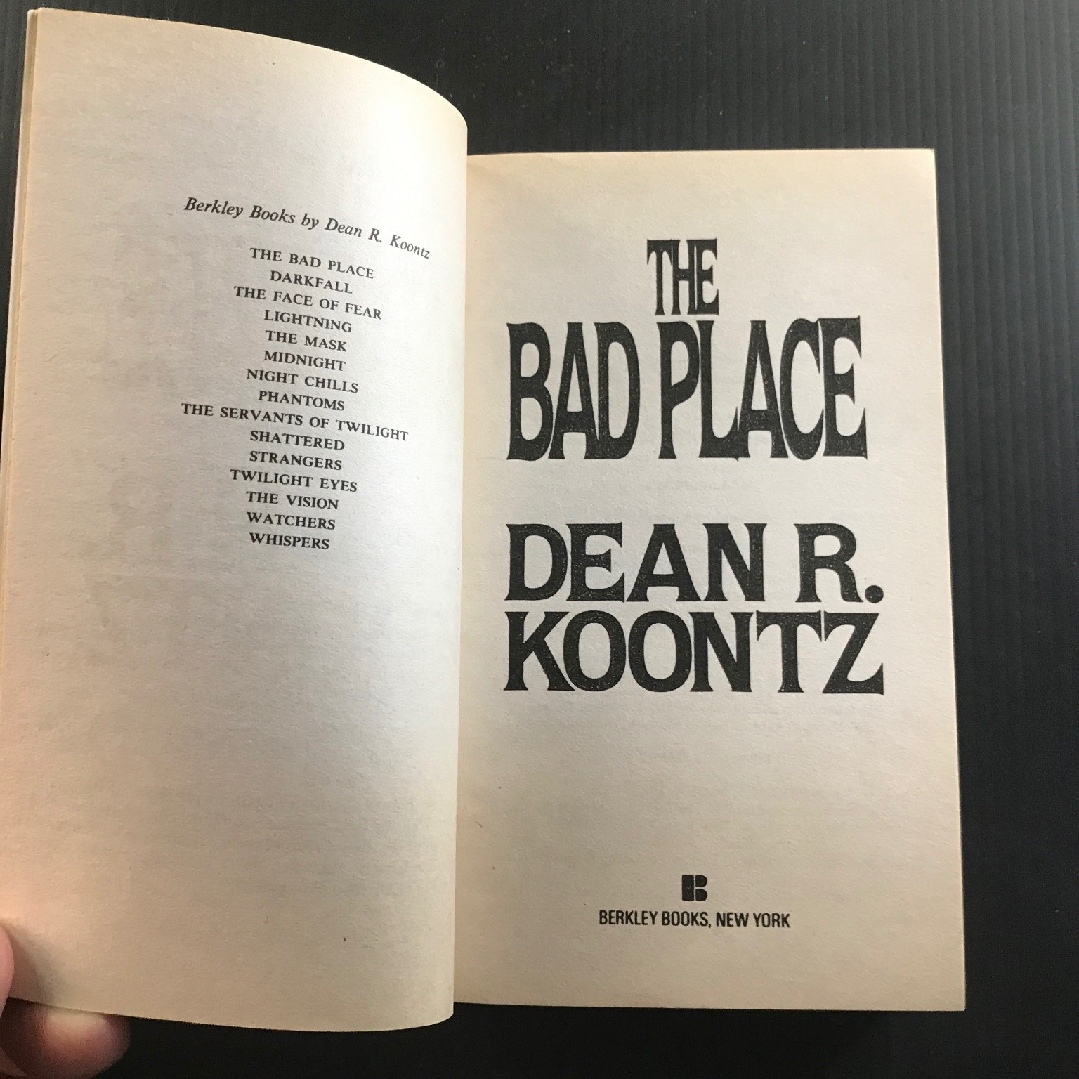 The Bad Place Dean R. Koontz 1990 Berkley Horror Suspense Thriller Novel