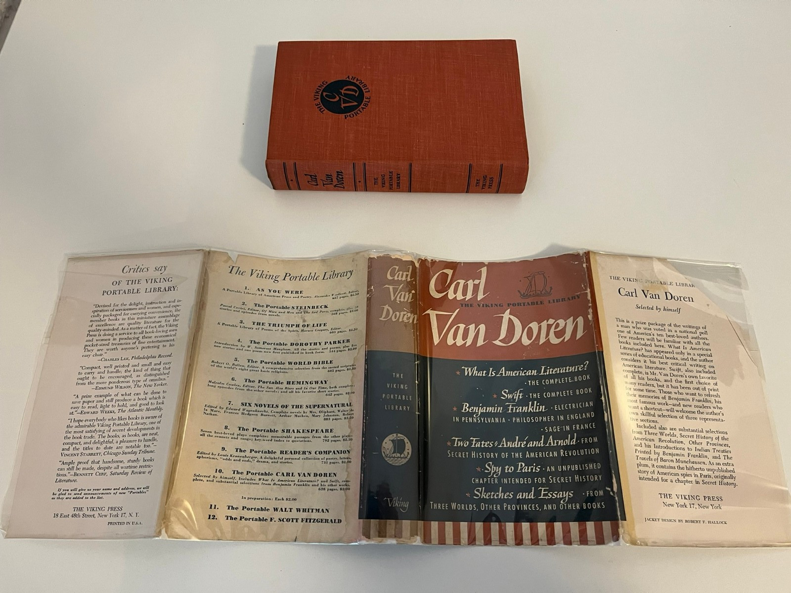 The Viking Portable Library Carl Van Doren – Viking Press 1945 1st Ed. HCDJ