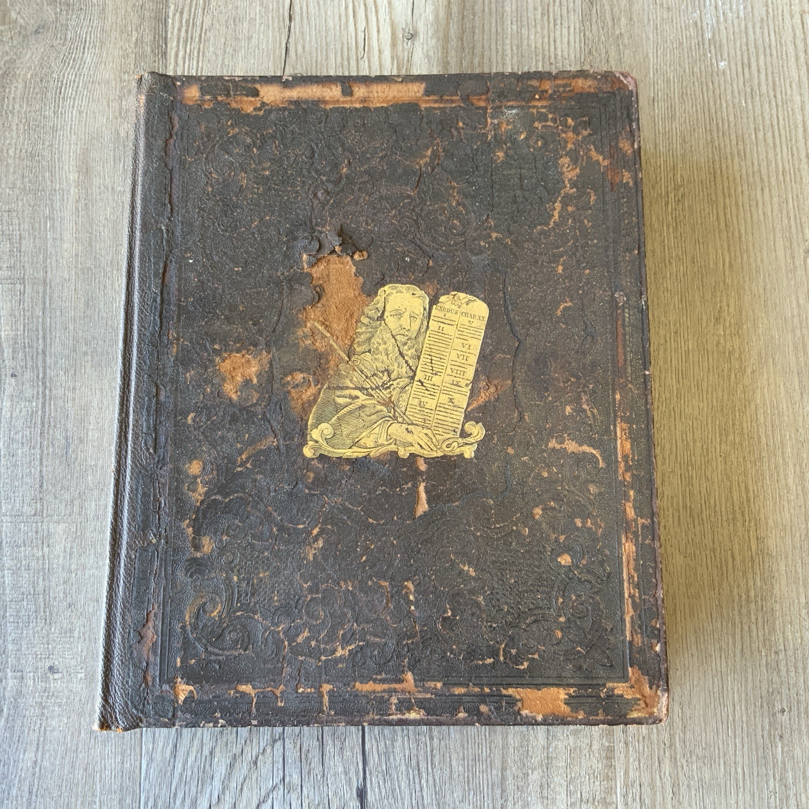 William W Harding 1862 Family Holy Bible Old New Testament Rebound 1955 Leather