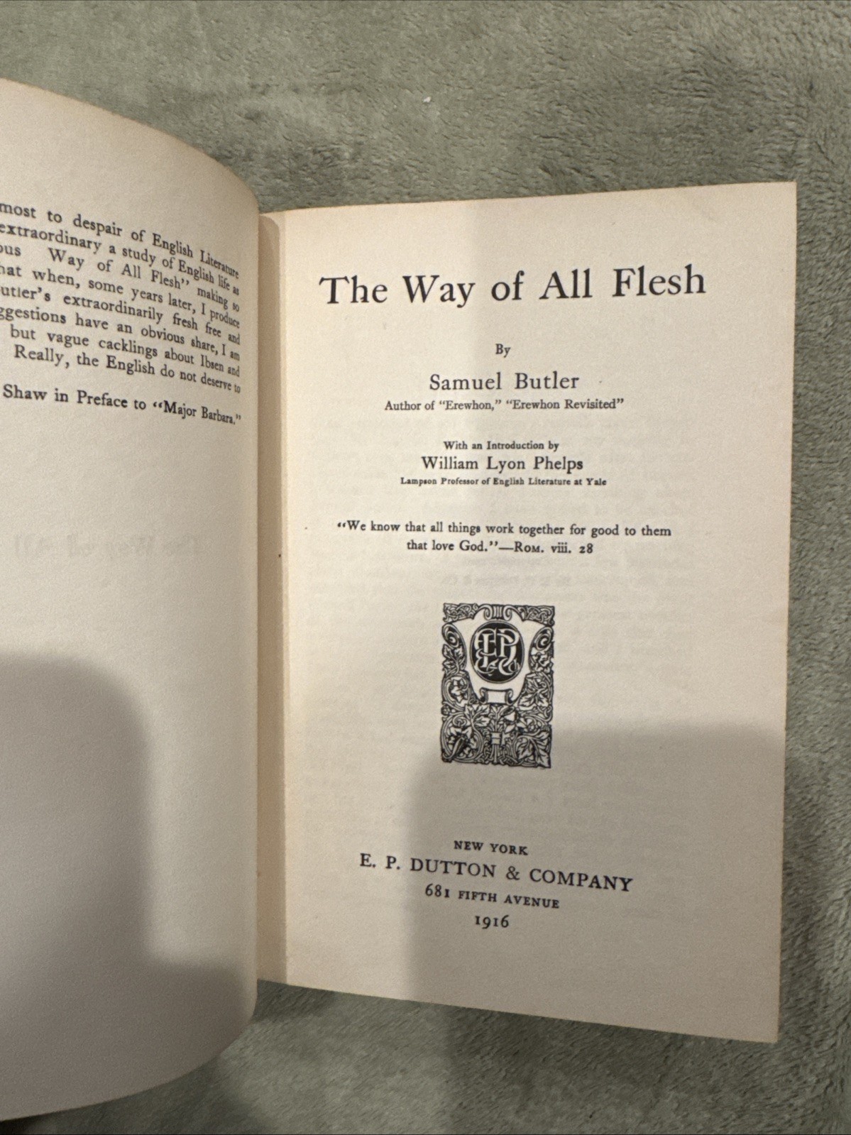 The Way of All Flesh – Samuel Butler – 1916 Hardcover VG