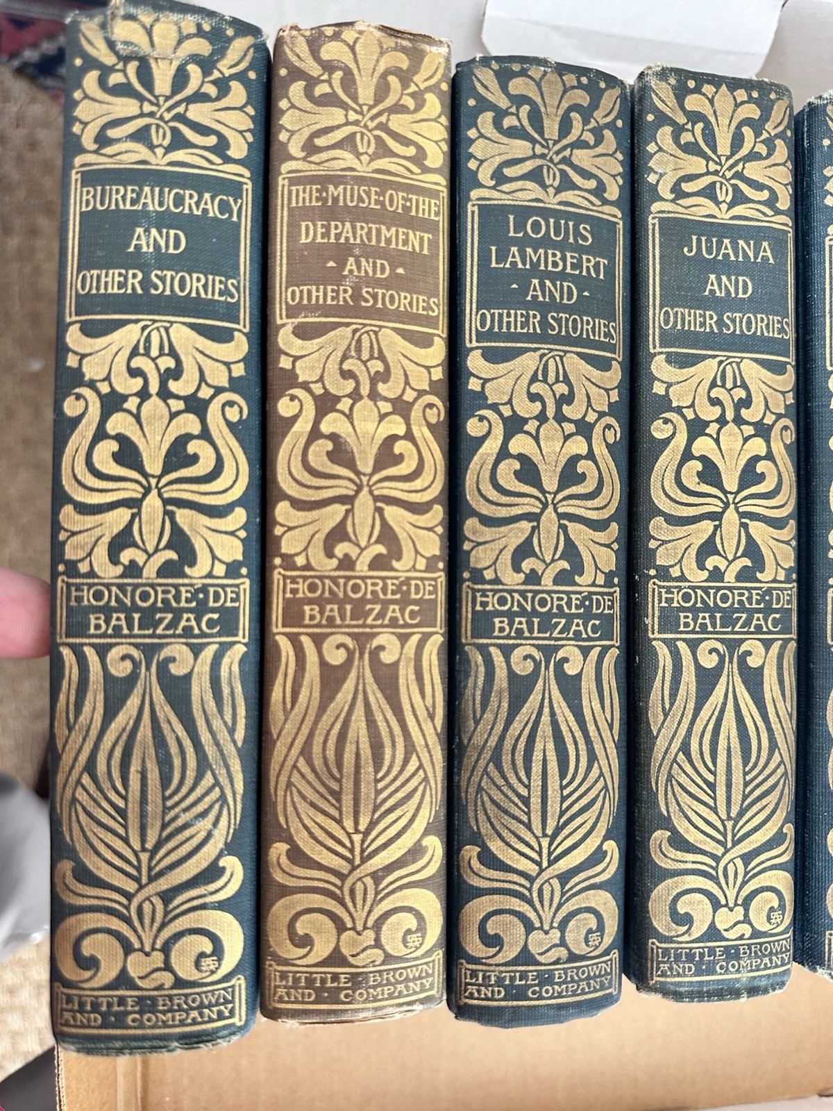 Honoré de Balzac Little Brown Decorative Gilt Hardcover Book Lot 7 Volumes