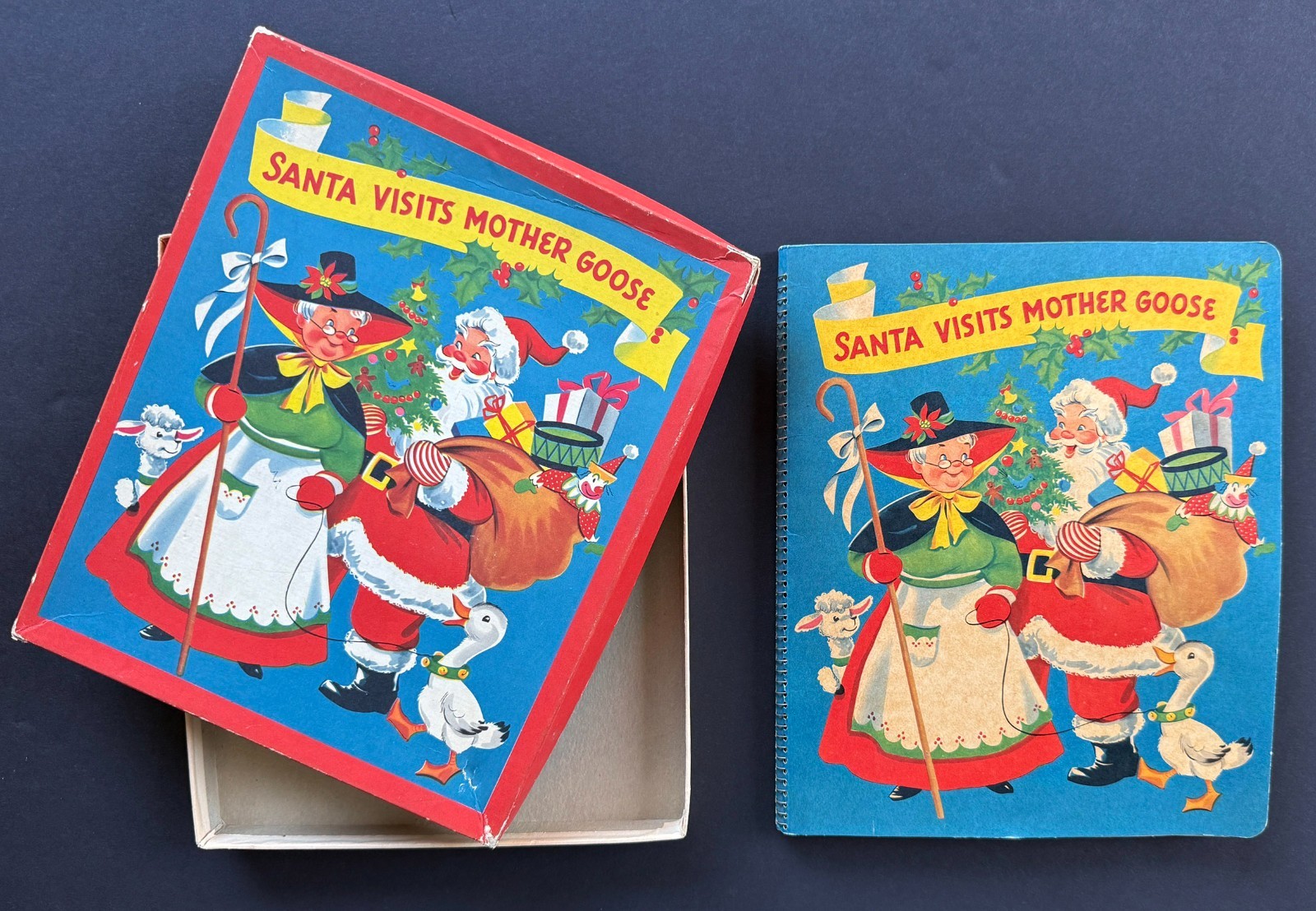 VTG 1953 SANTA VISITS MOTHER GOOSE Pop-Up Book w/Box, No Name, No Writing