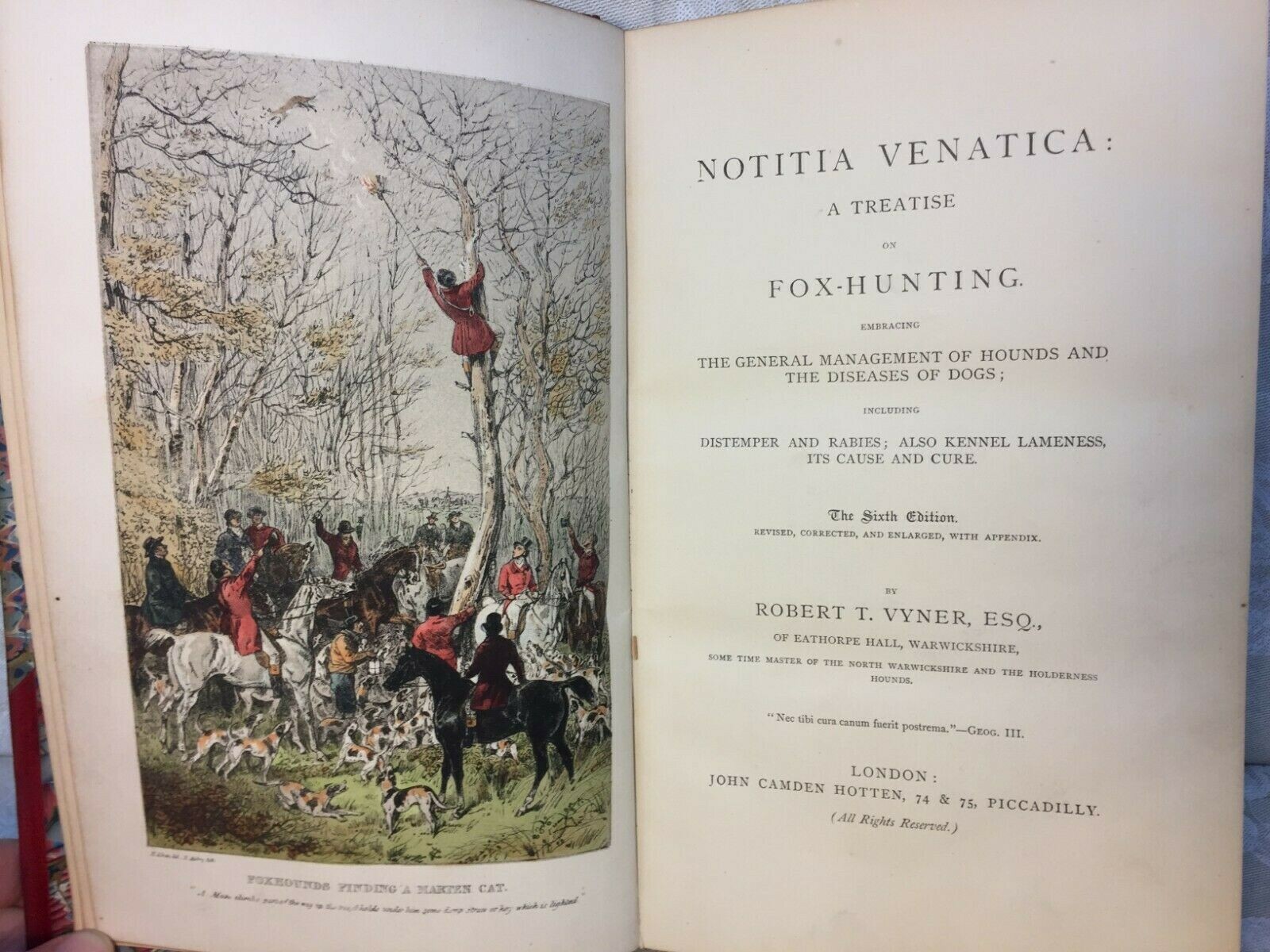 Notitia Venatica: A Treatise on Fox-Hunting by Robert Vyner Publ John Hotten